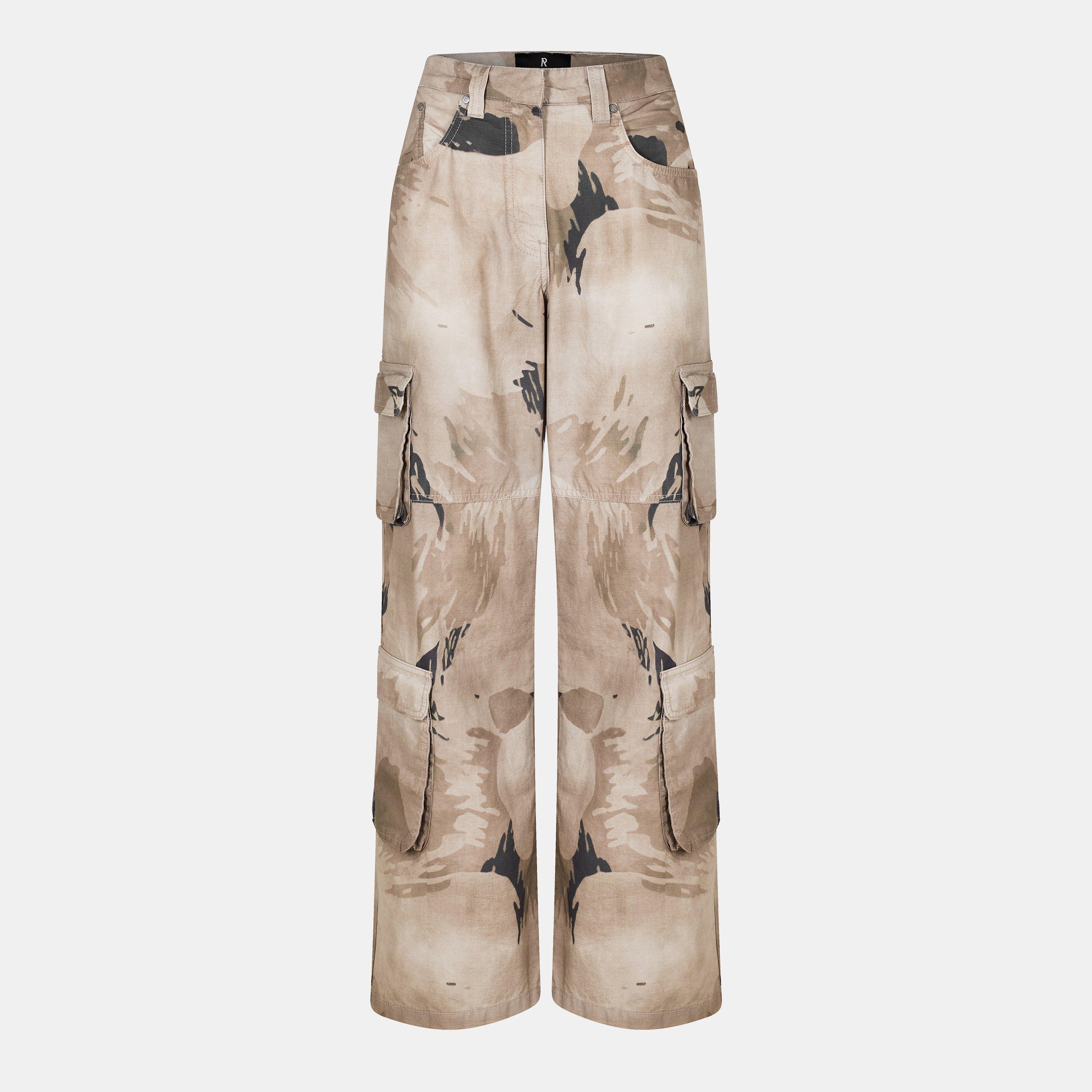 Represent Women's Camo Relaxed Fit Cargo Trousers - Motion Print - Size 10 (S)