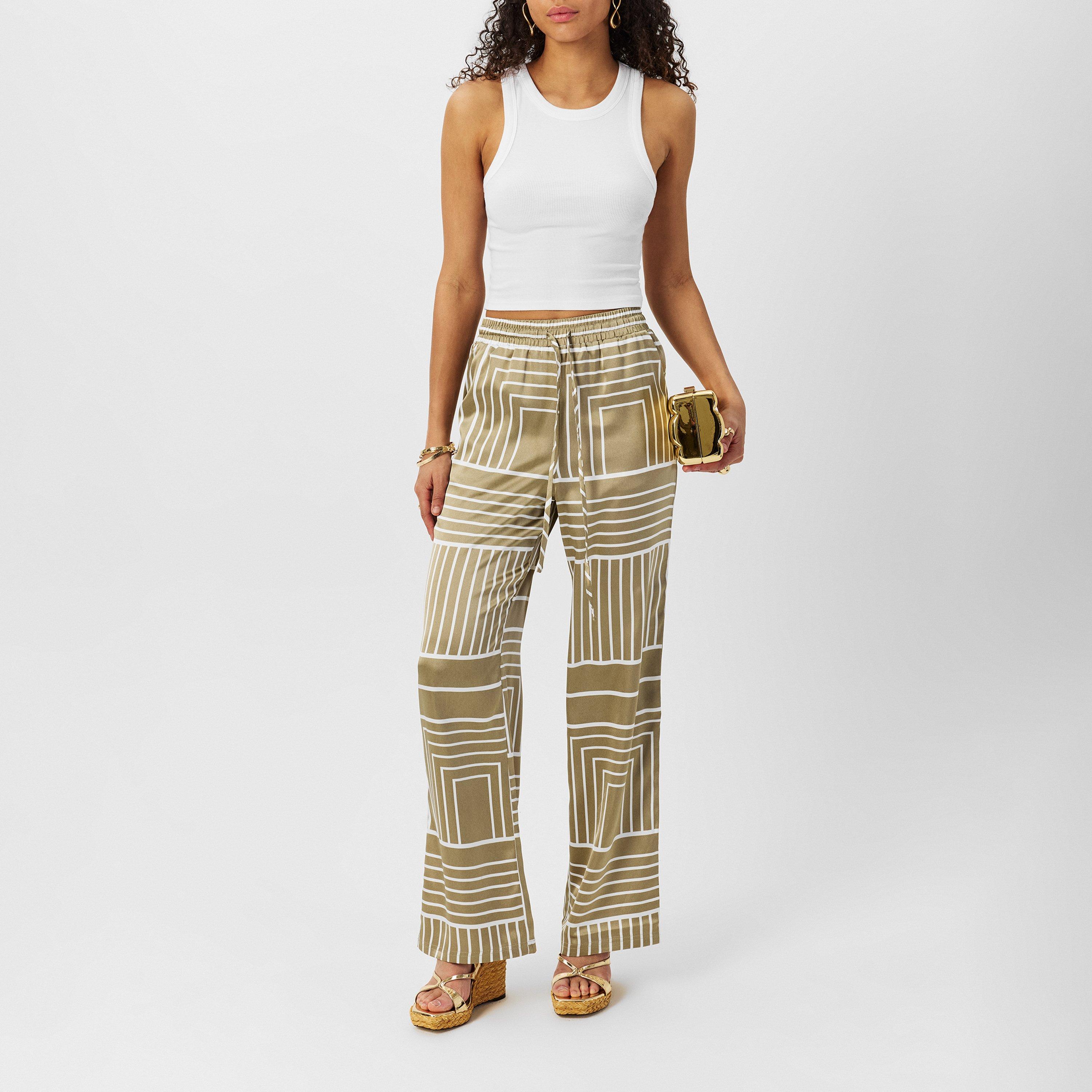 Sage Print - 4th and Reckless - Women's Amira Wide Leg Trousers - 6