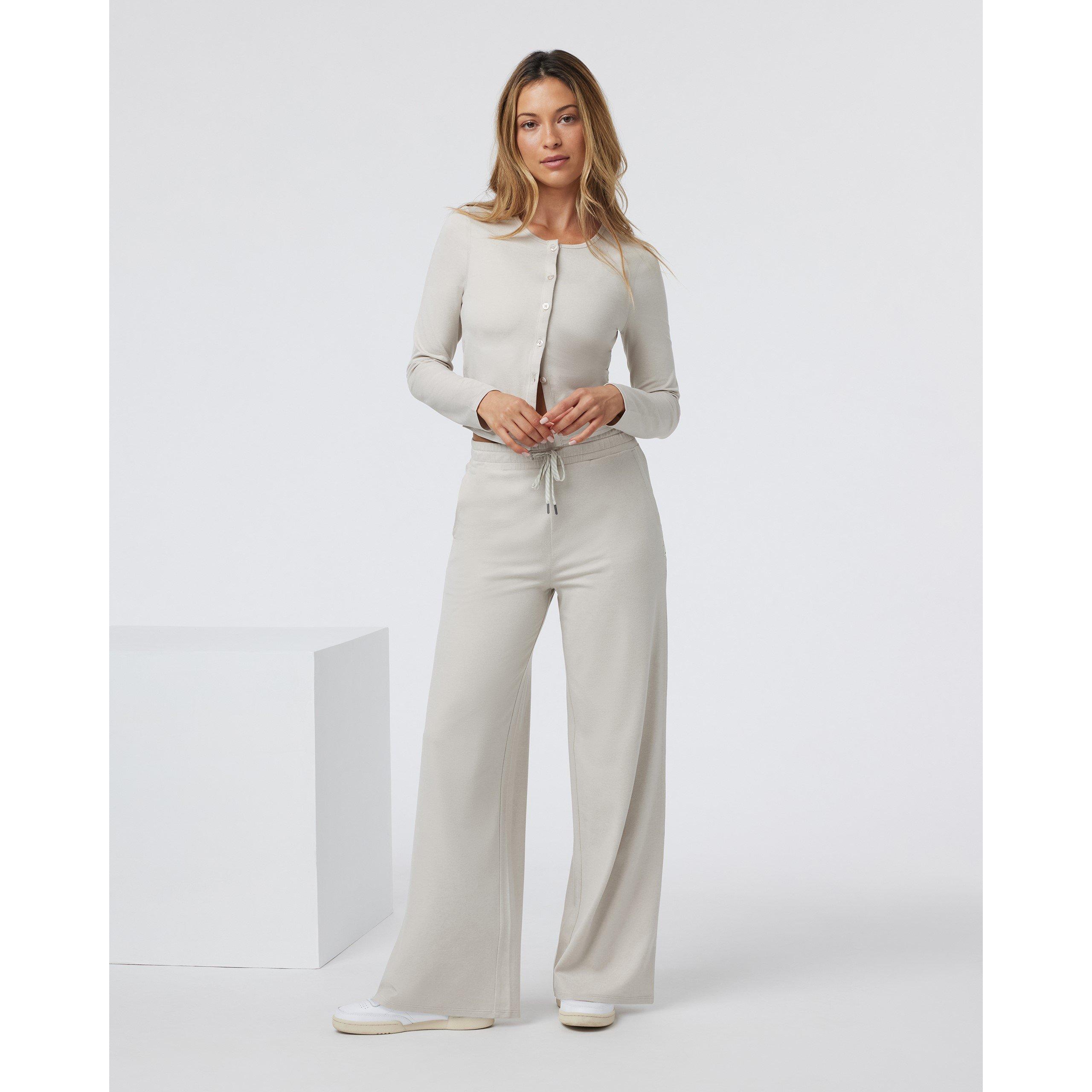 Ecru Heather - Vuori - Womens Halo Essential Wide Leg Pants - 3