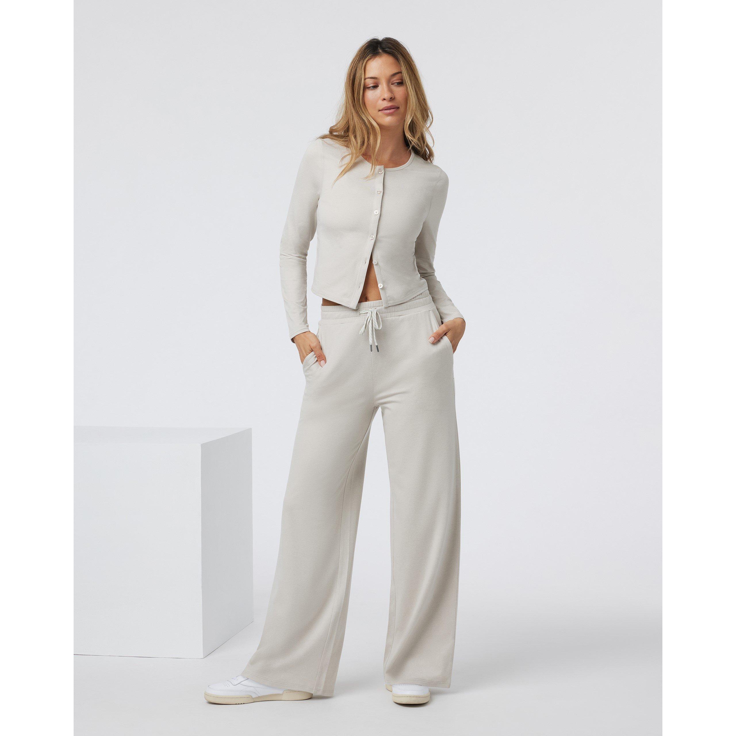 Ecru Heather - Vuori - Womens Halo Essential Wide Leg Pants - 4