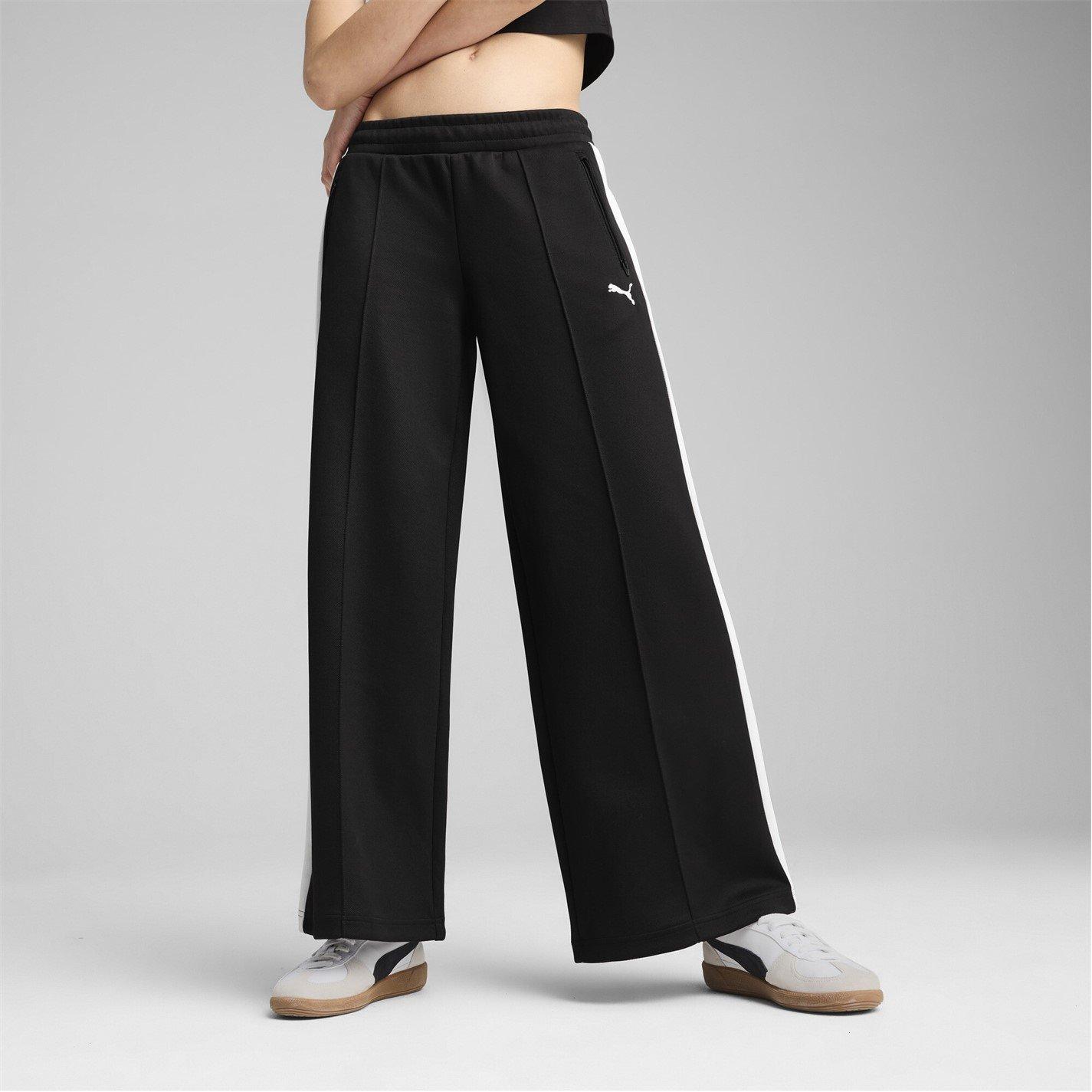Puma Women's T7 Low Rise Open Hem Poly Joggers - Black/White - 14 (L)