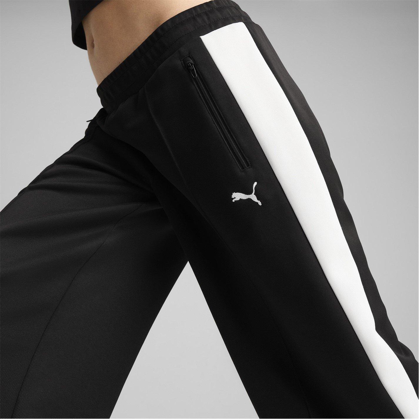 Black/White - Puma - Womens T7 Low Rise Open Hem Poly Joggers - 3