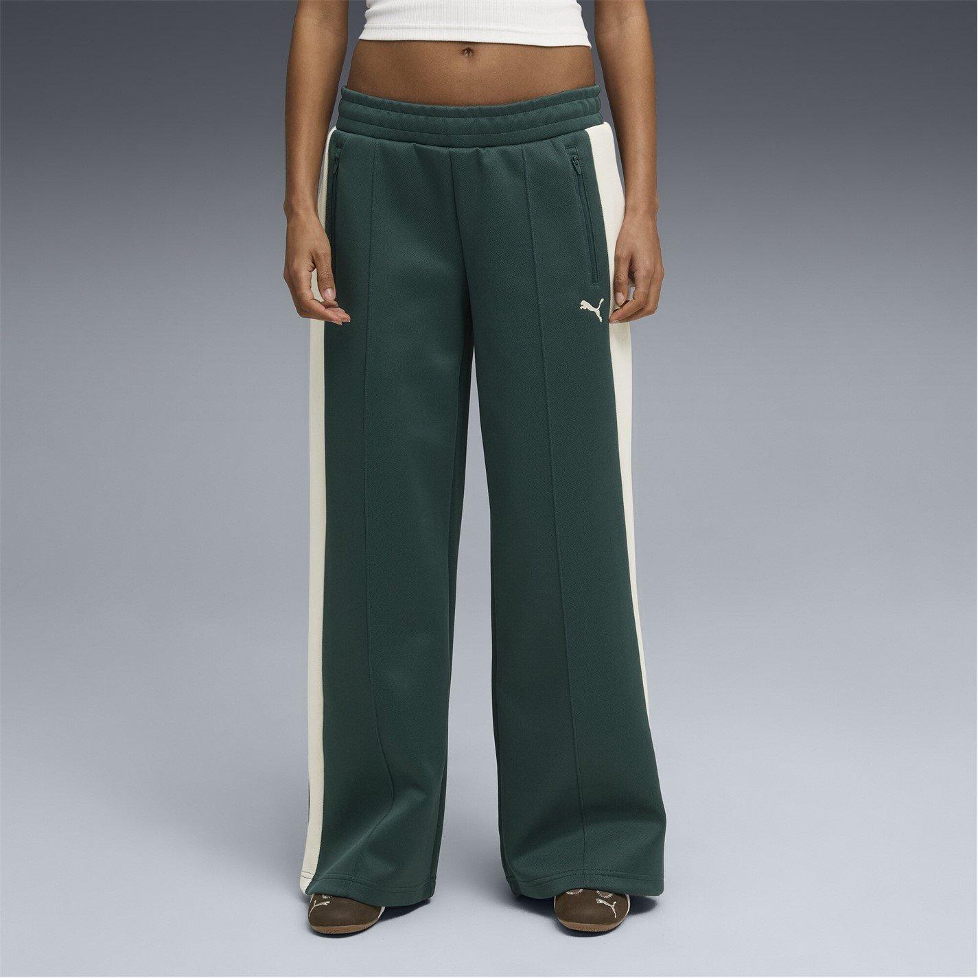 Puma Women's T7 Low Rise Open Hem Poly Joggers - Green Terrain - 12 (M)