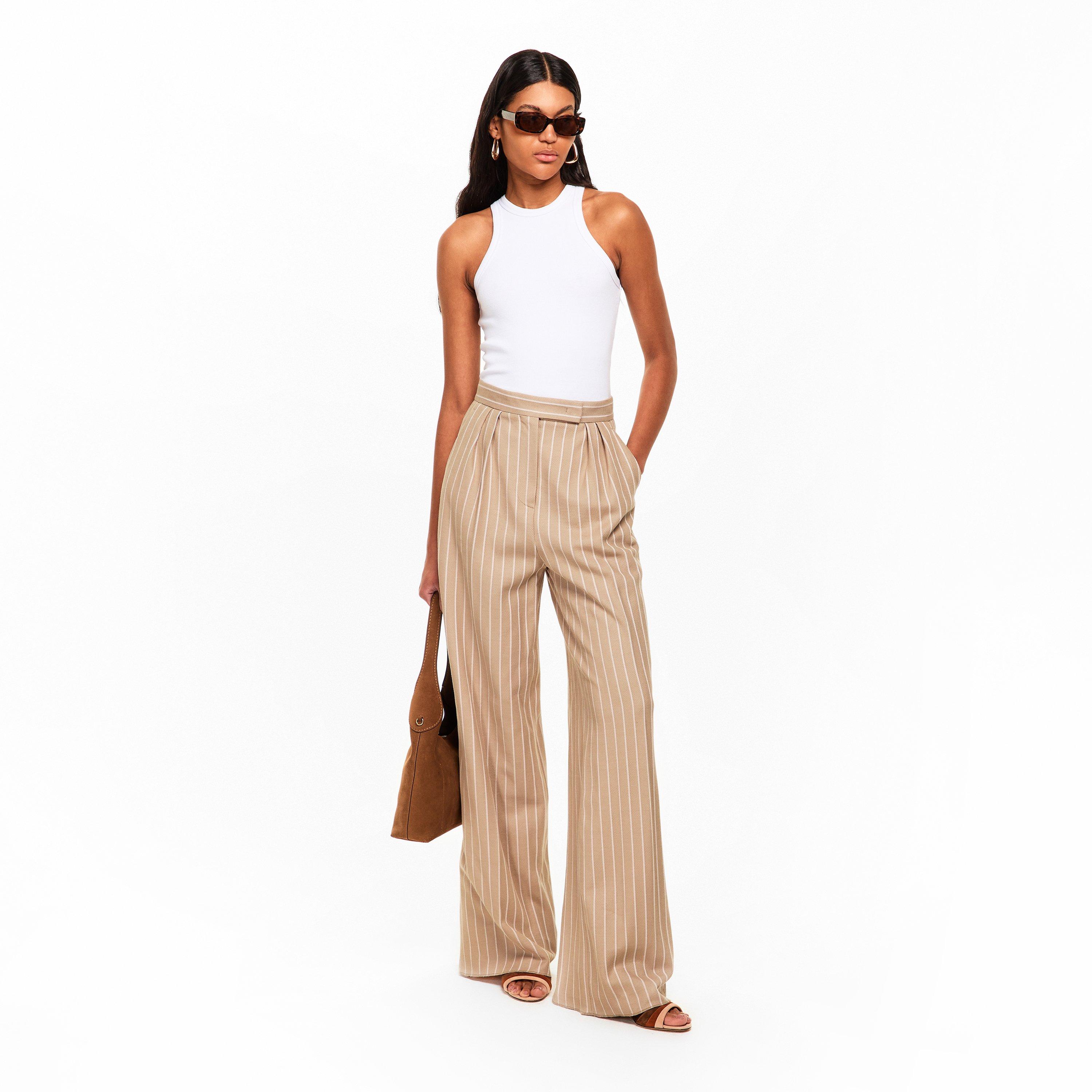 Beige - Max Mara - Women's Jersey Wide Leg Trousers - 6