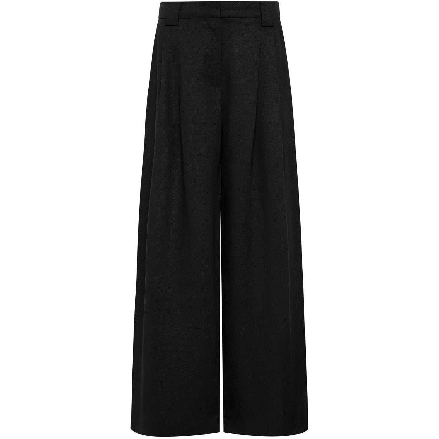 Black - St. Agni - Women's Pleat High Rise Wide Leg Trousers - 1
