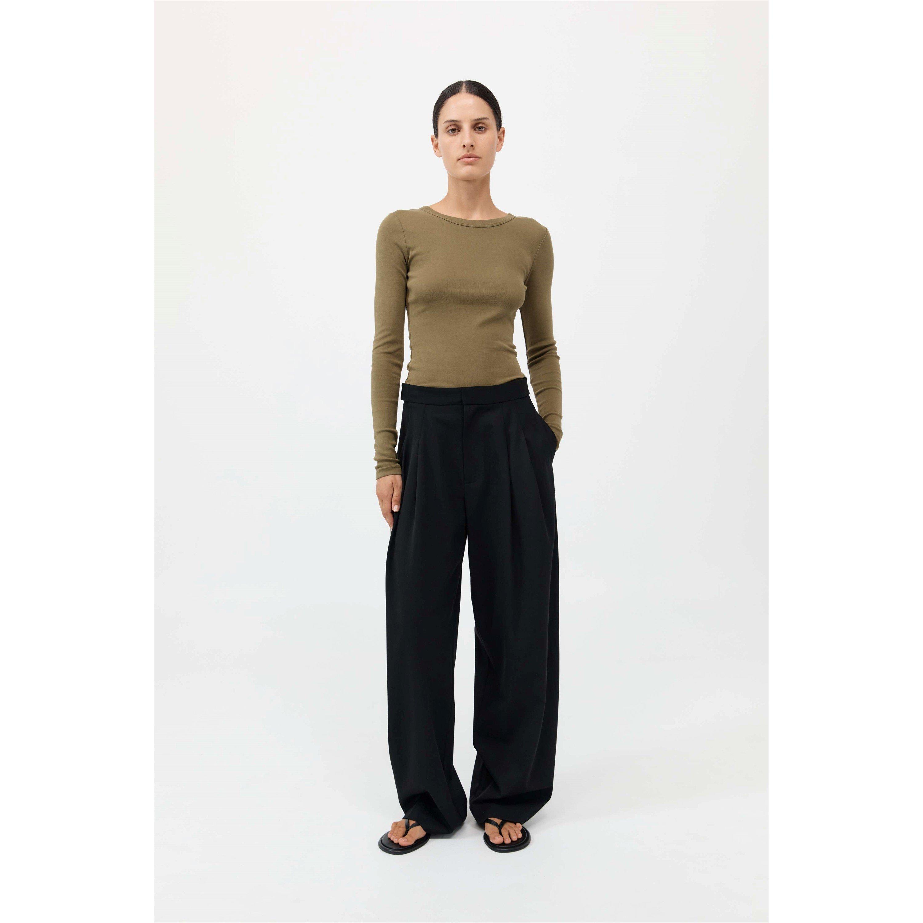 Black - St. Agni - Women's Pleat High Rise Wide Leg Trousers - 2