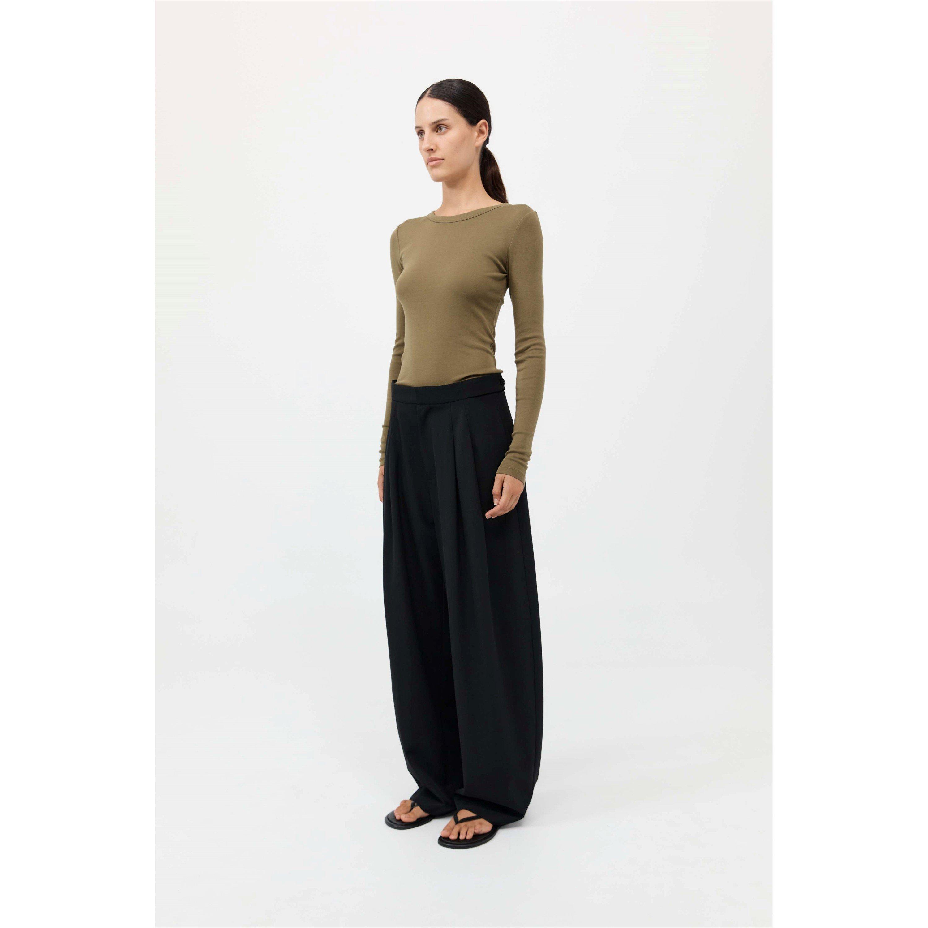 Black - St. Agni - Women's Pleat High Rise Wide Leg Trousers - 4