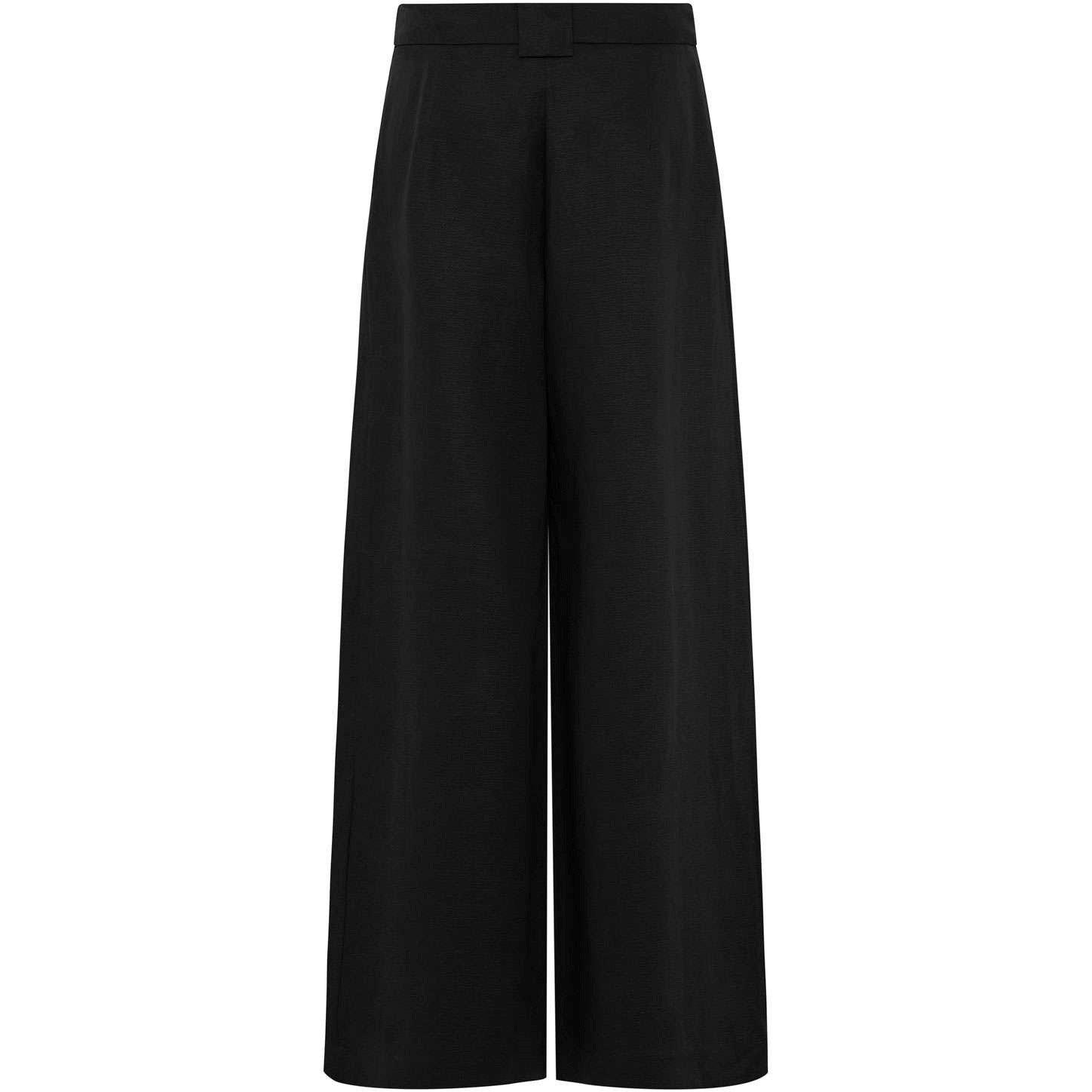 Black - St. Agni - Women's Pleat High Rise Wide Leg Trousers - 5