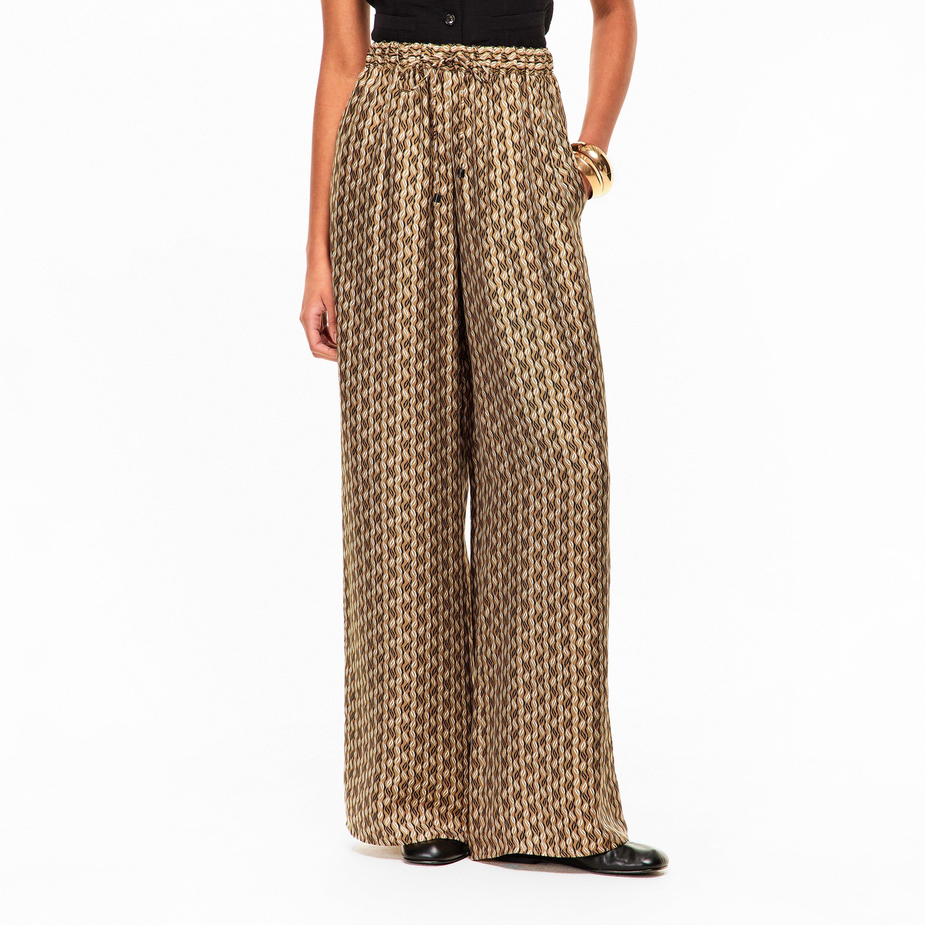 Hazelnut Brown - Max Mara - Women's Wide Leg Trousers - 3