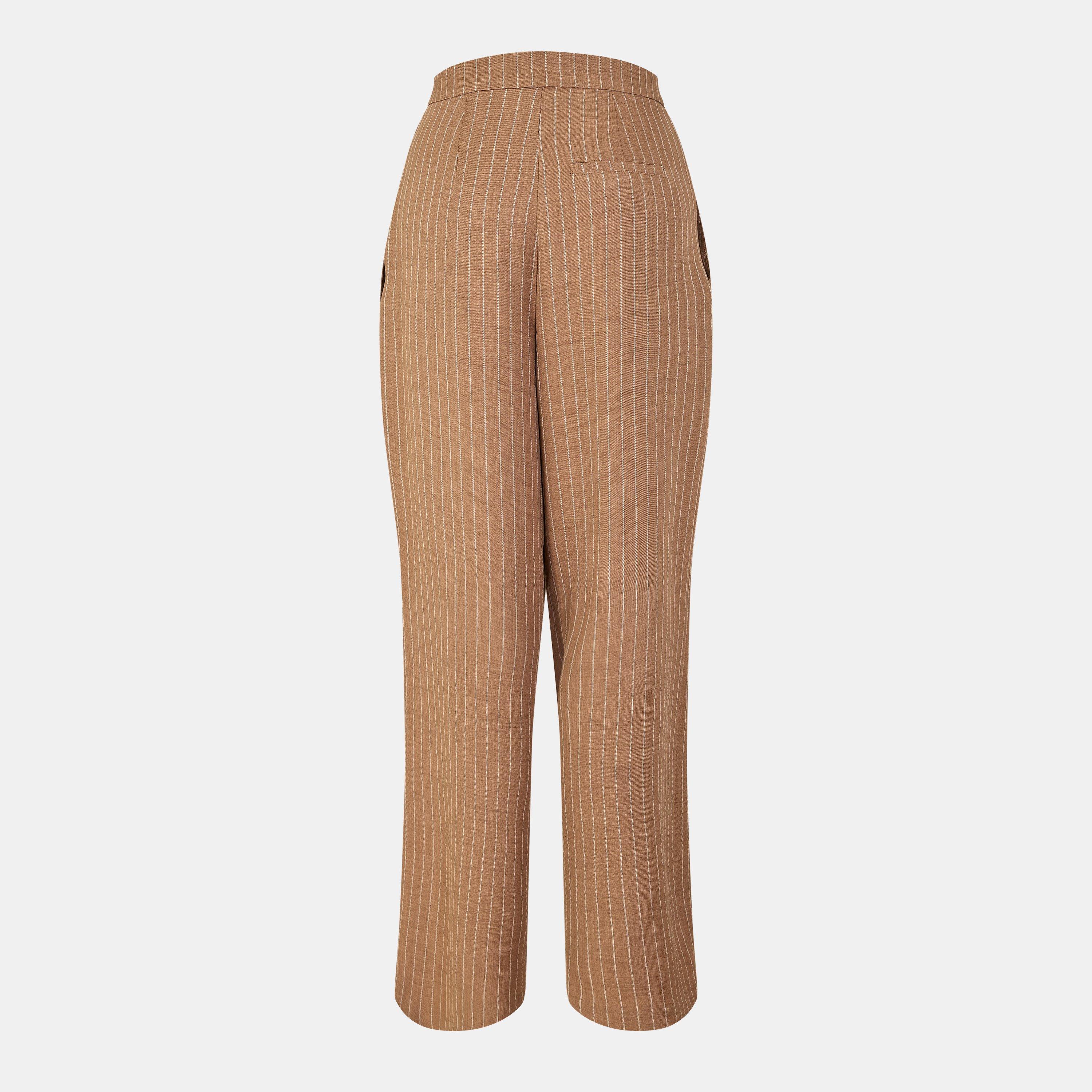 Camel - Biba - Women's Striped Wide Leg Trousers - 2