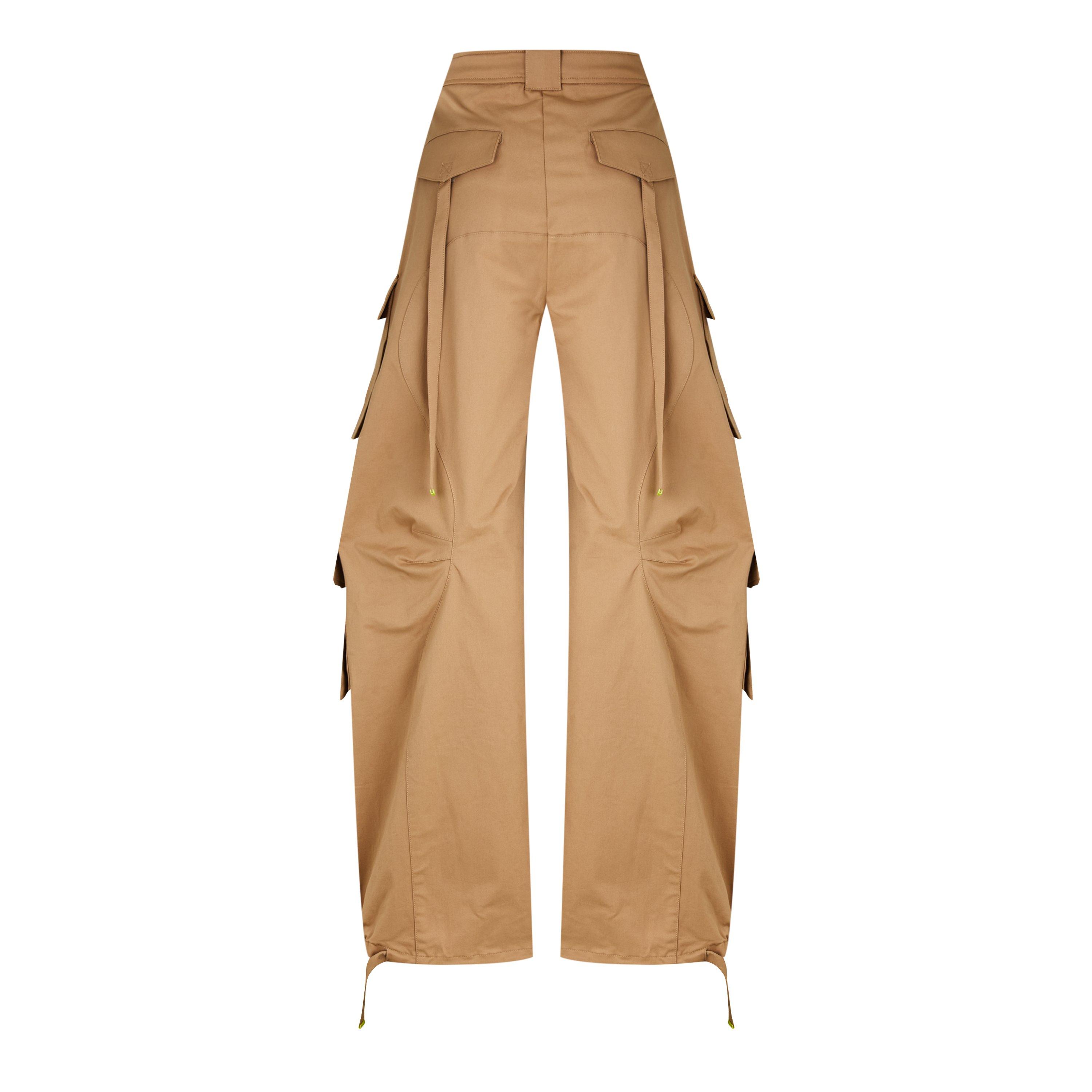 Camel - Off White - Women's Gabardine Cargo Trousers with Multiple Pockets - 2