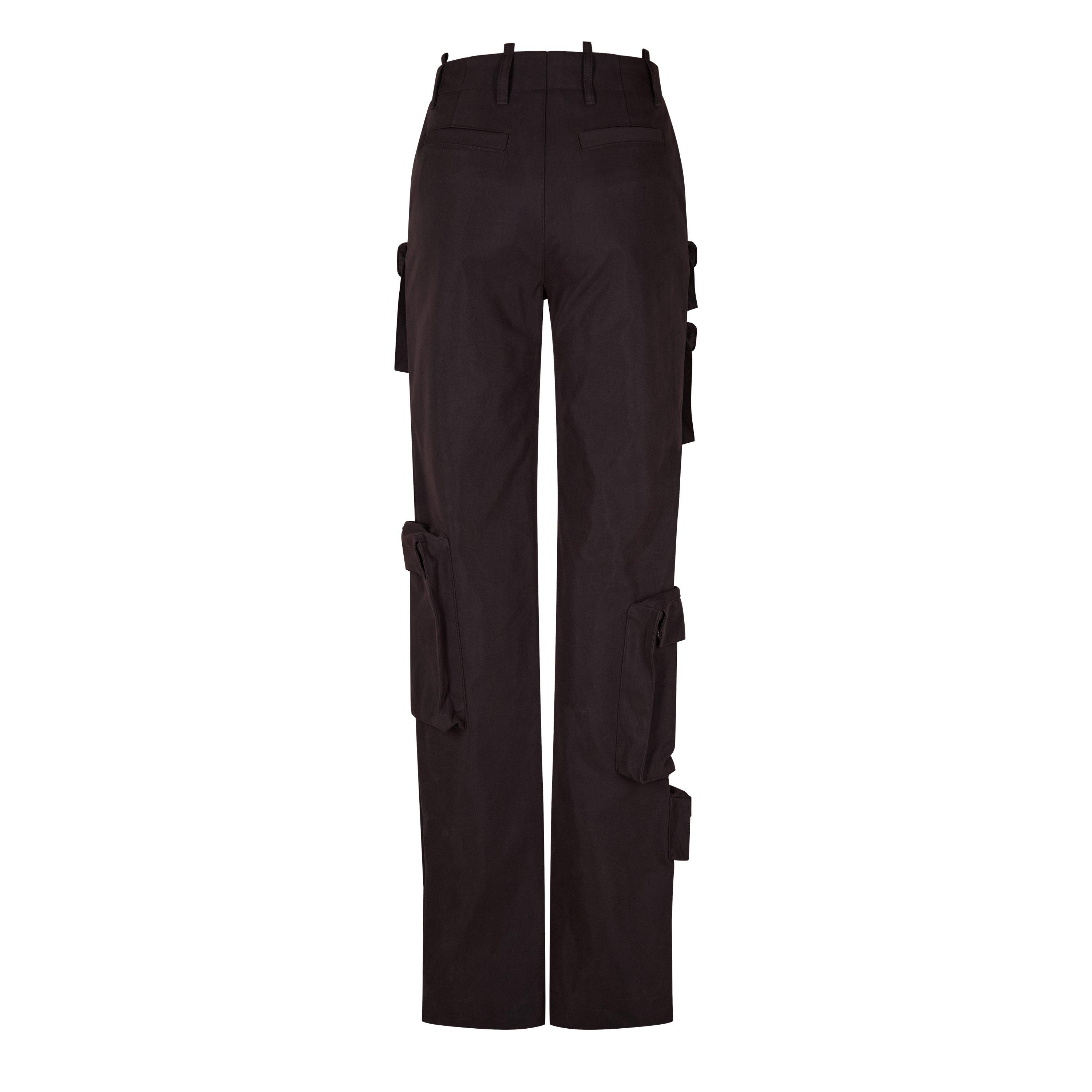 Dark Grey - Off White - Women's  Multi Pocket Cargo Trousers with Cargo Pockets - 2