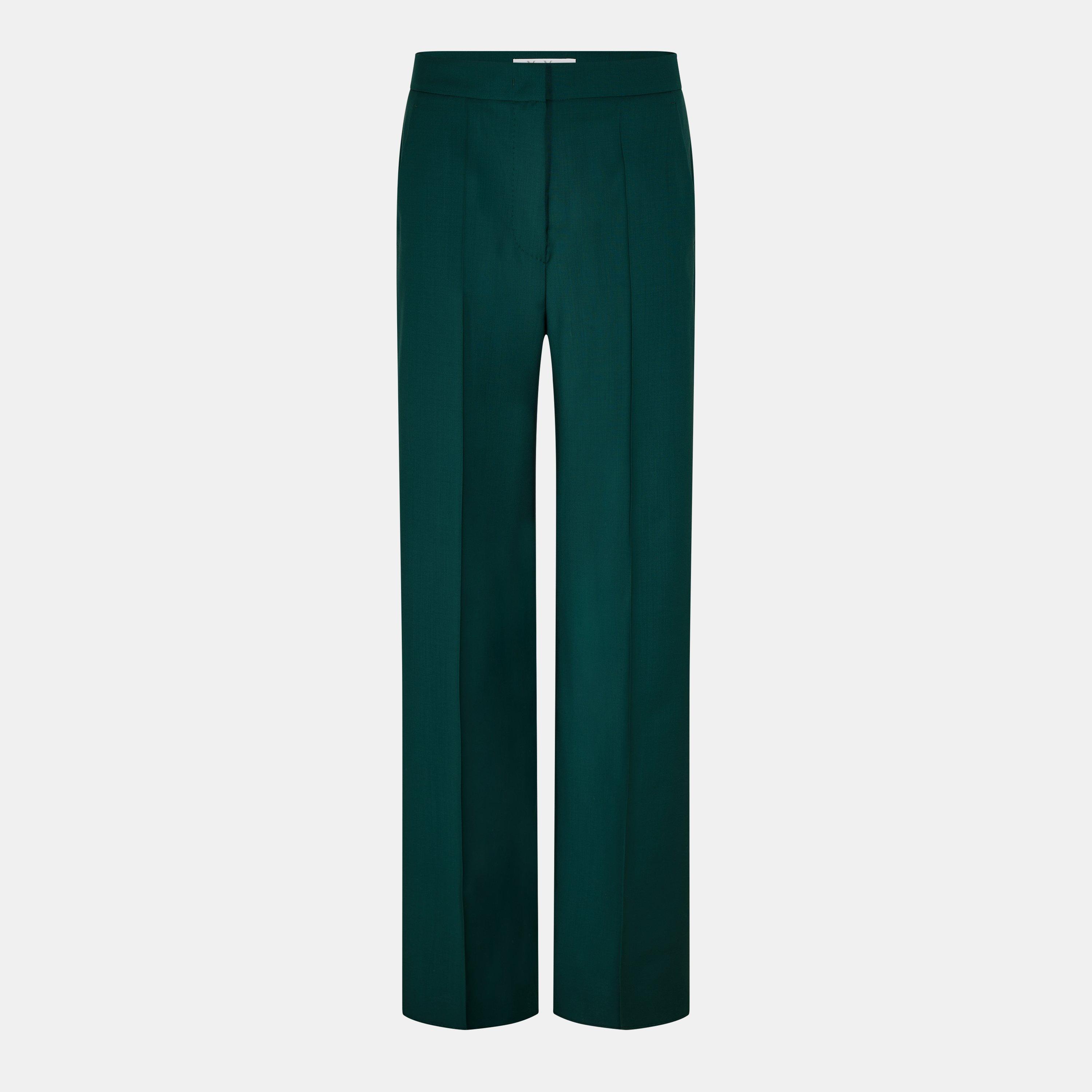 Dark Green - Max Mara - Women's Tailored Wide Leg Trousers - 1