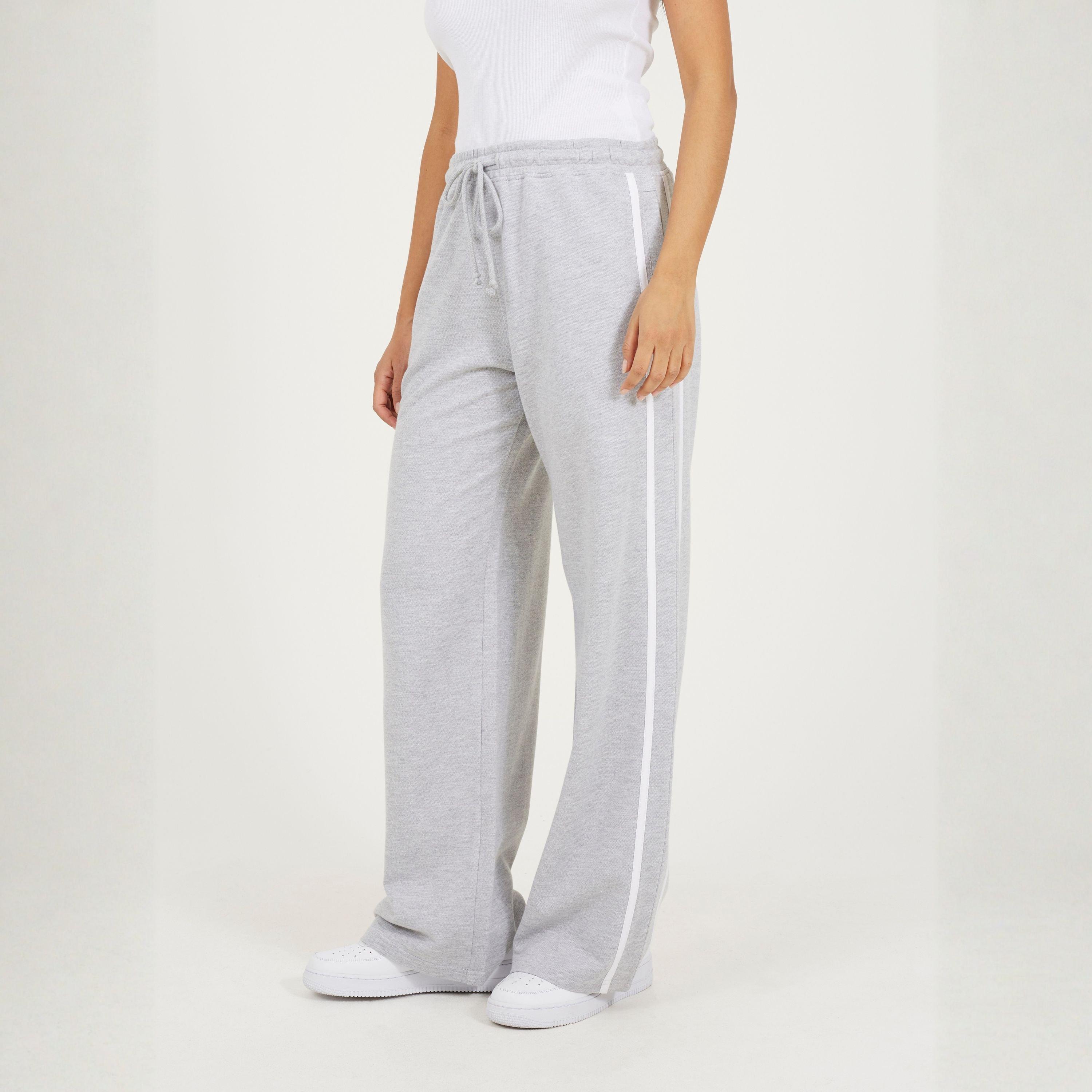 Brave Soul Women's Bs Wide Leg Jogger With Side Stripe Detail - Grey/White - 8 (XS)