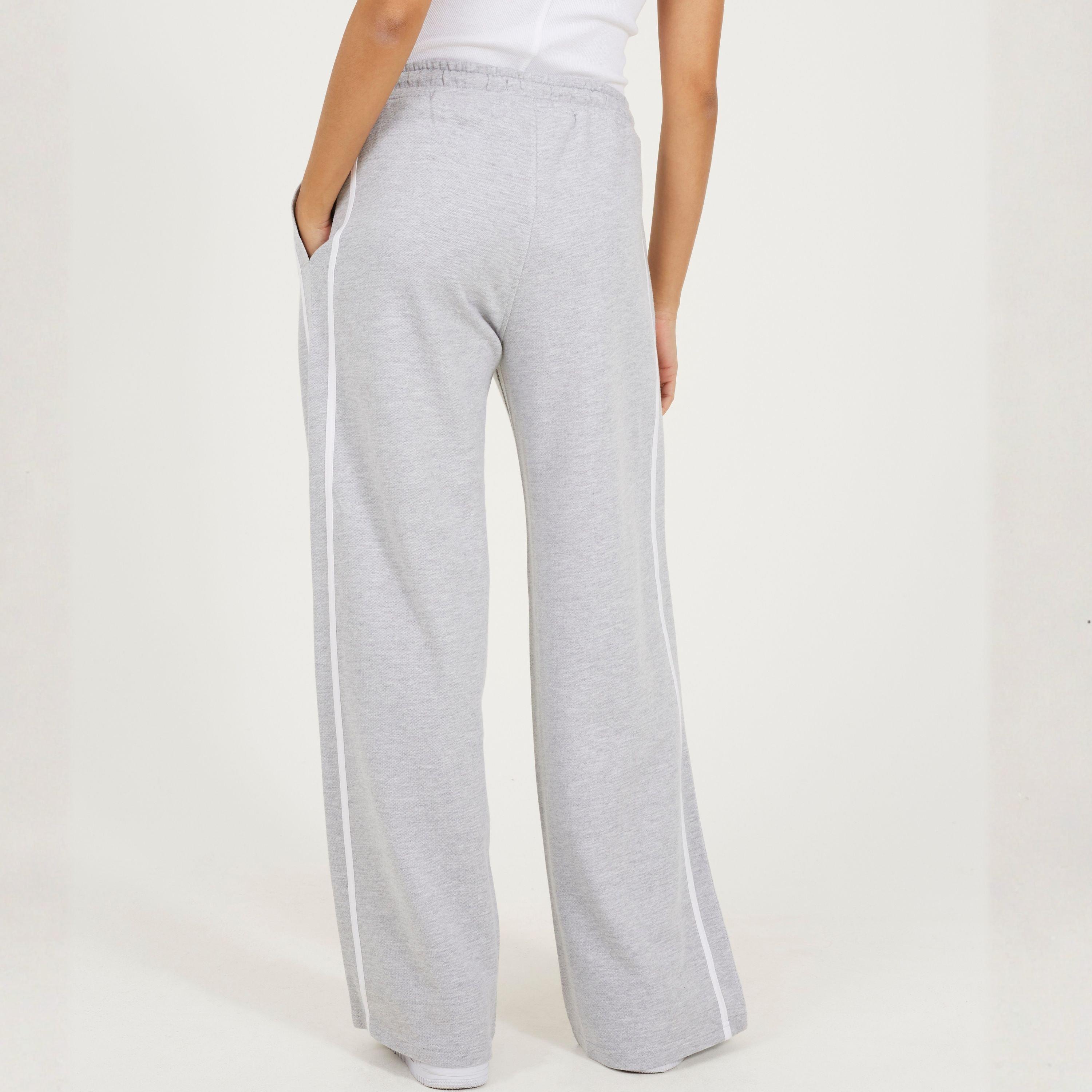 Grey/White - Brave Soul - BS Womens Wide Leg Jogger with Side Stripe Detail - 2