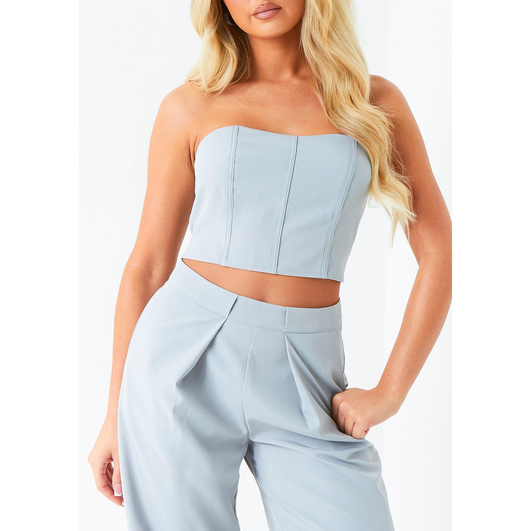 Cinzento - Missy Empire - Pleat Detail Wide Leg Trouser Co-ord - 4