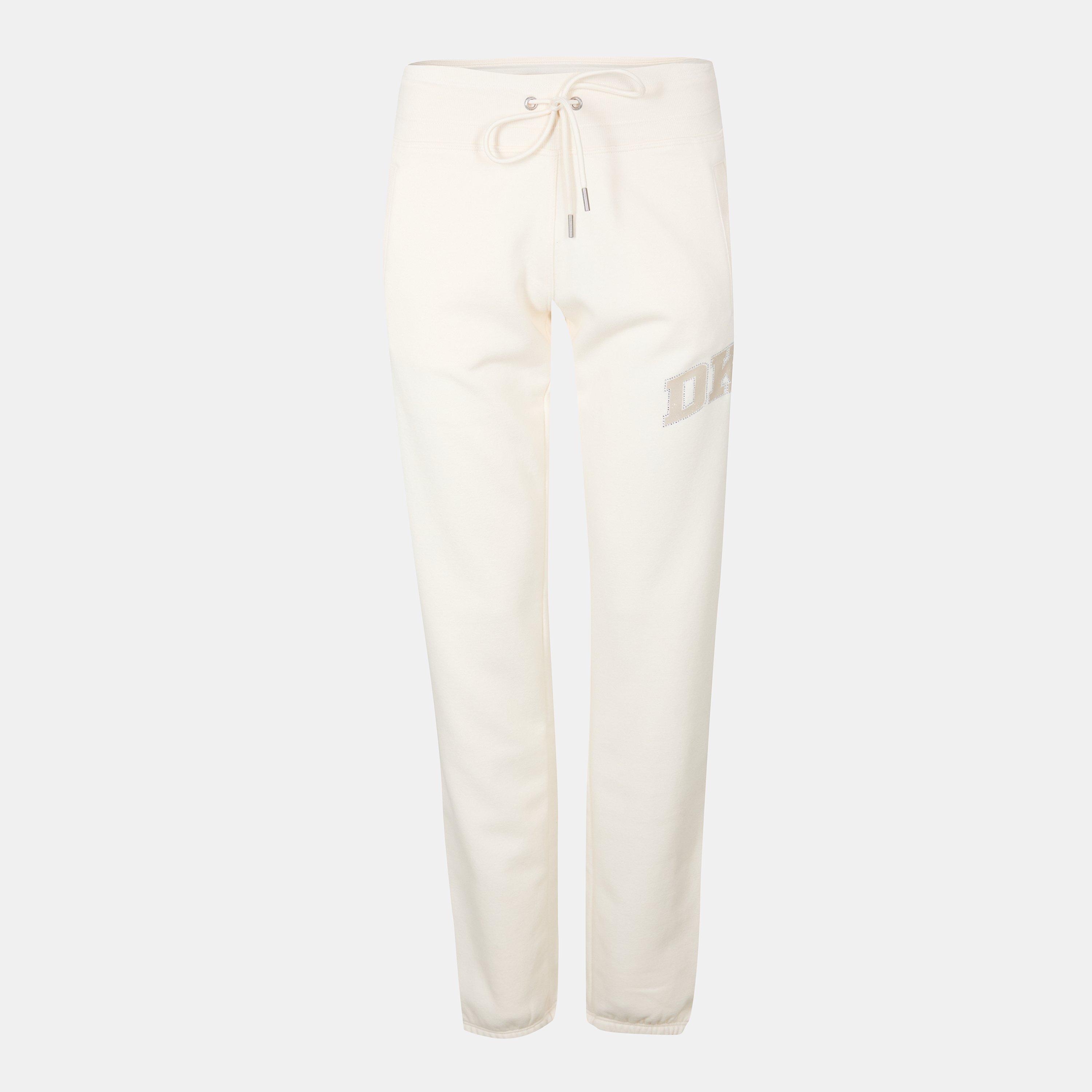 Dkny Women's Logo Fleece Tapered Joggers - Eggnog/Pebble - 10 (S)