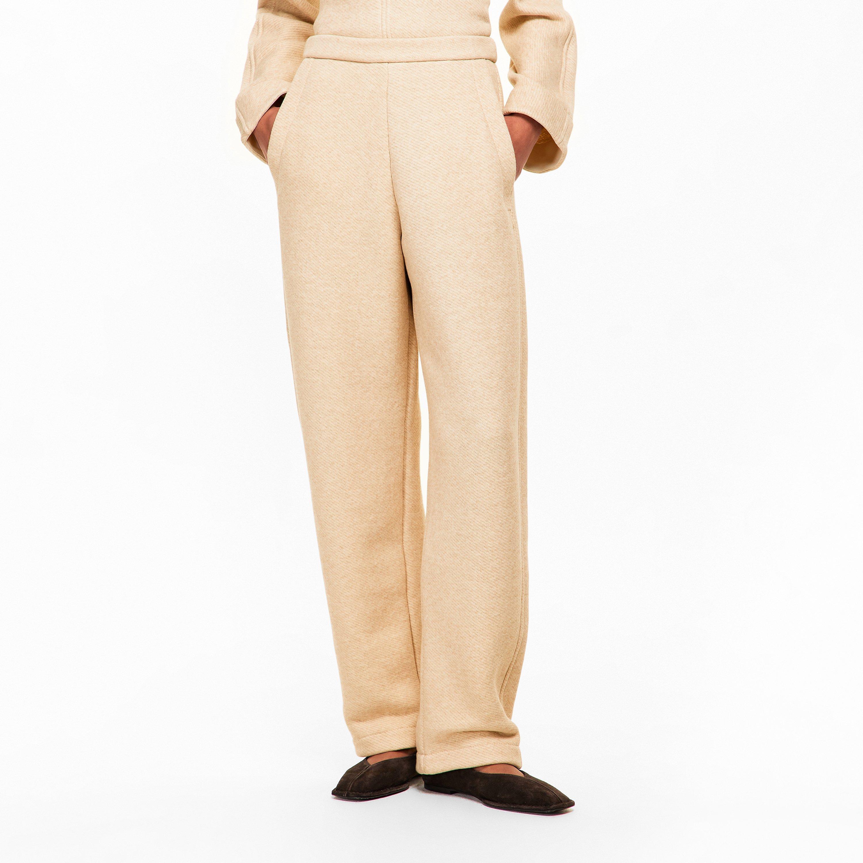 Beige - Max Mara - Women's Open Hem Fleece Joggers - 3