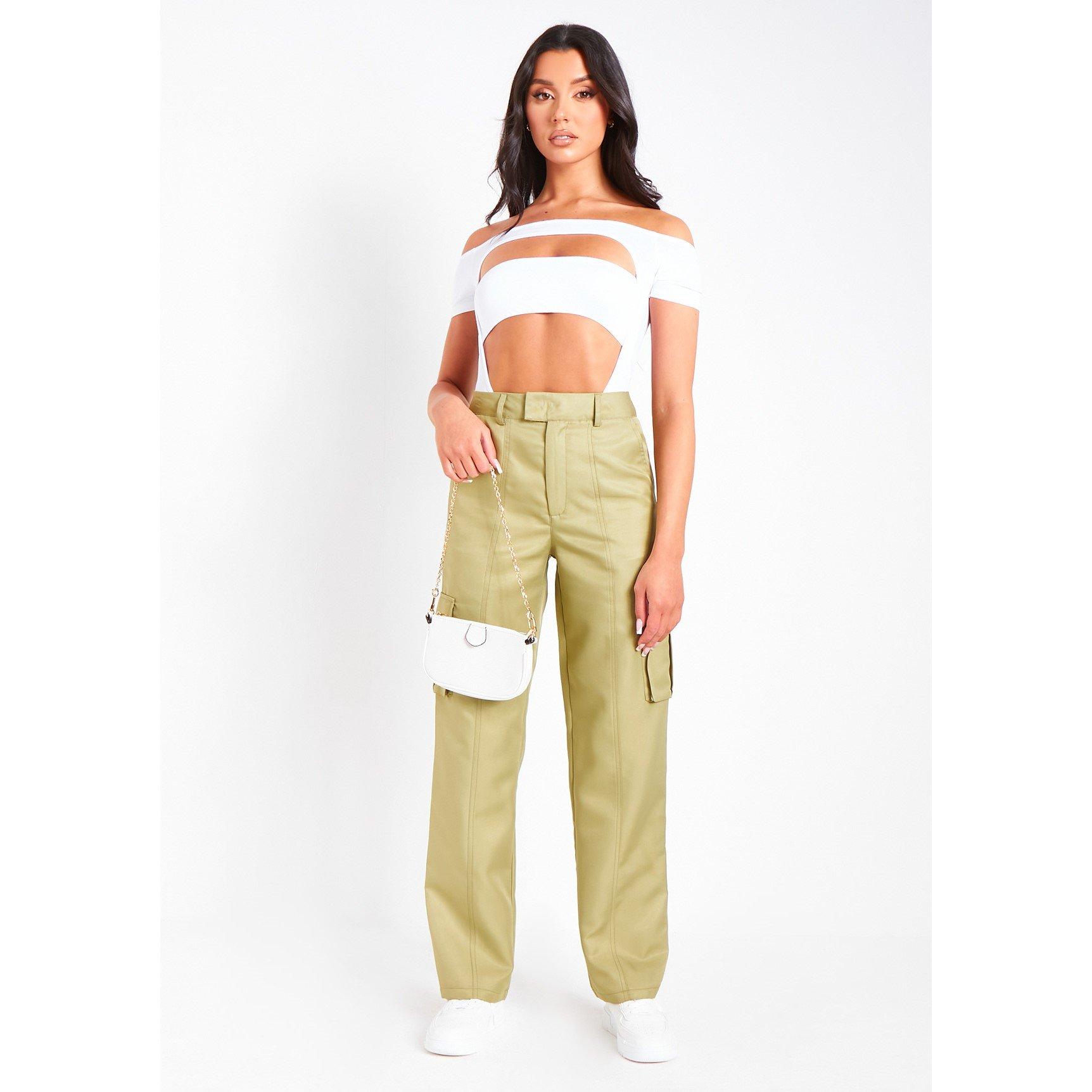 Olive - Missy Empire - High Rise Cargo Pants