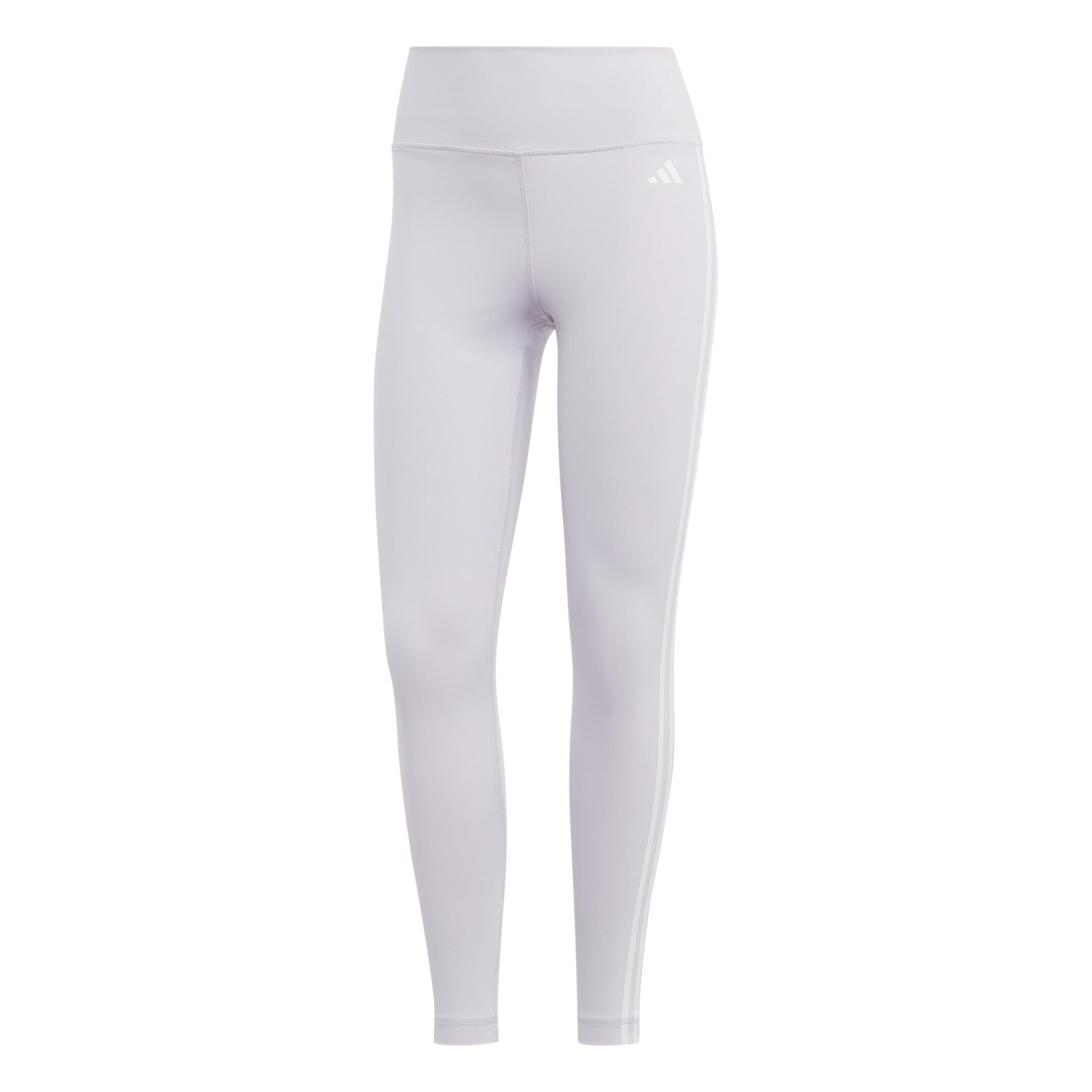 Adidas Women's Train Essentials 3 Stripe Leggings - Silver Dawn - 10 (S)