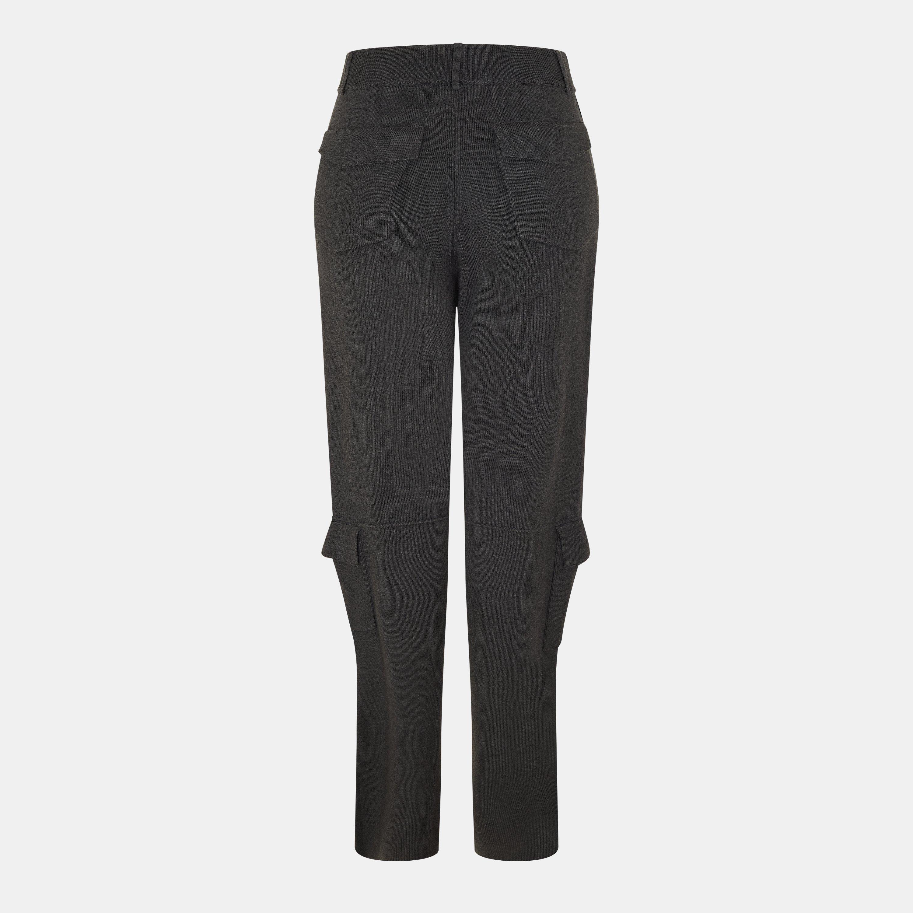 Charcoal - Aya Muse - Women's Knitted Cargo Trousers - 2