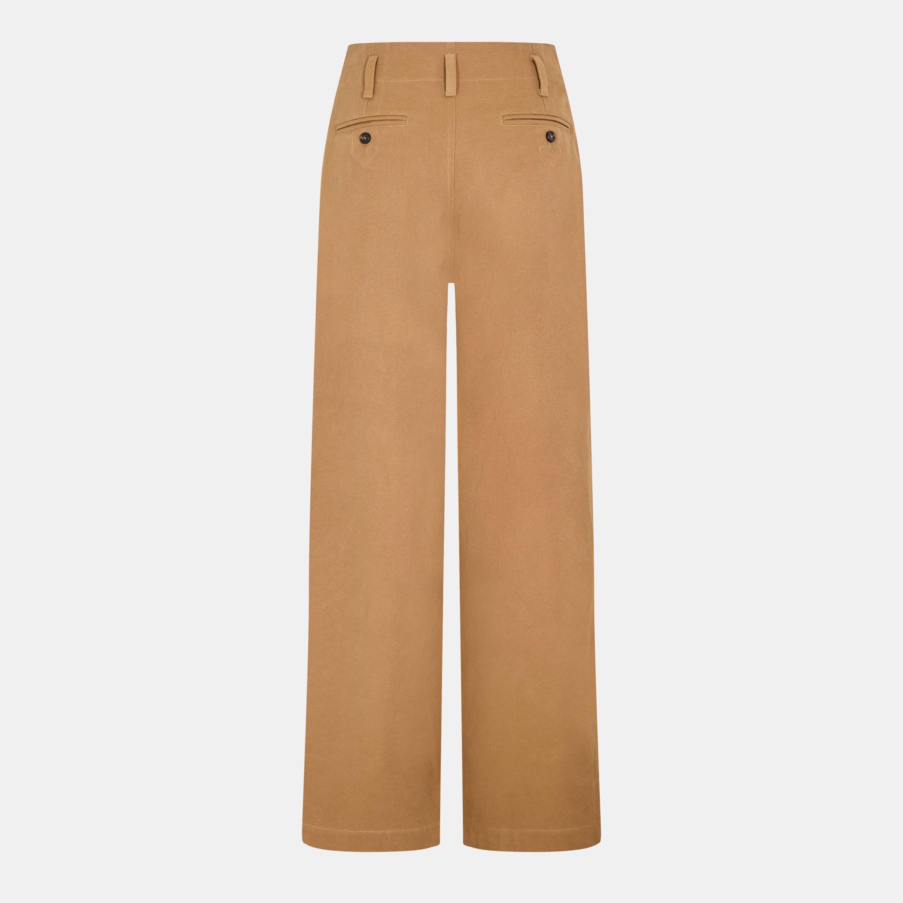 Mustard Brown - Chloe - Women's Wide Leg Trousers - 2