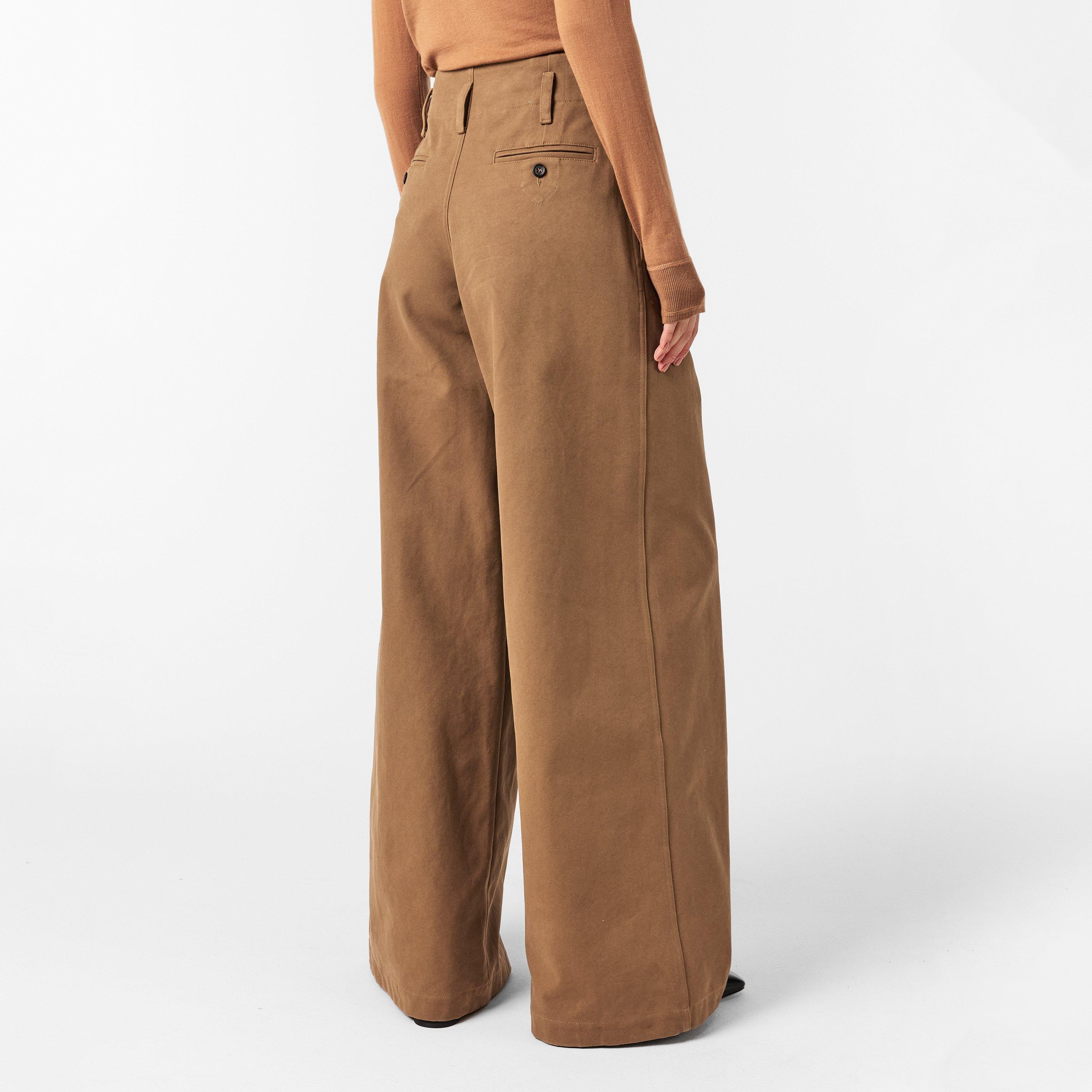 Mustard Brown - Chloe - Women's Wide Leg Trousers - 4