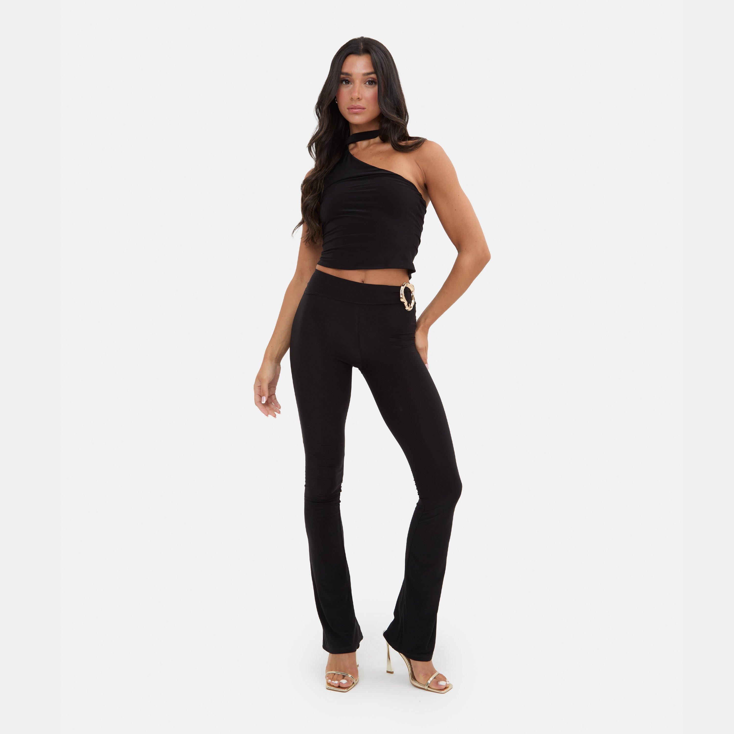 Black - I Saw It First - Hardwear Detail Flare Trousers - 1