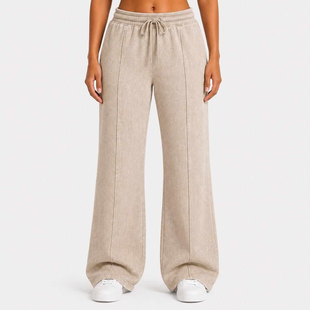 Washed Taupe - I Saw It First - Washed Pintuck Wide Leg Jogger - 1