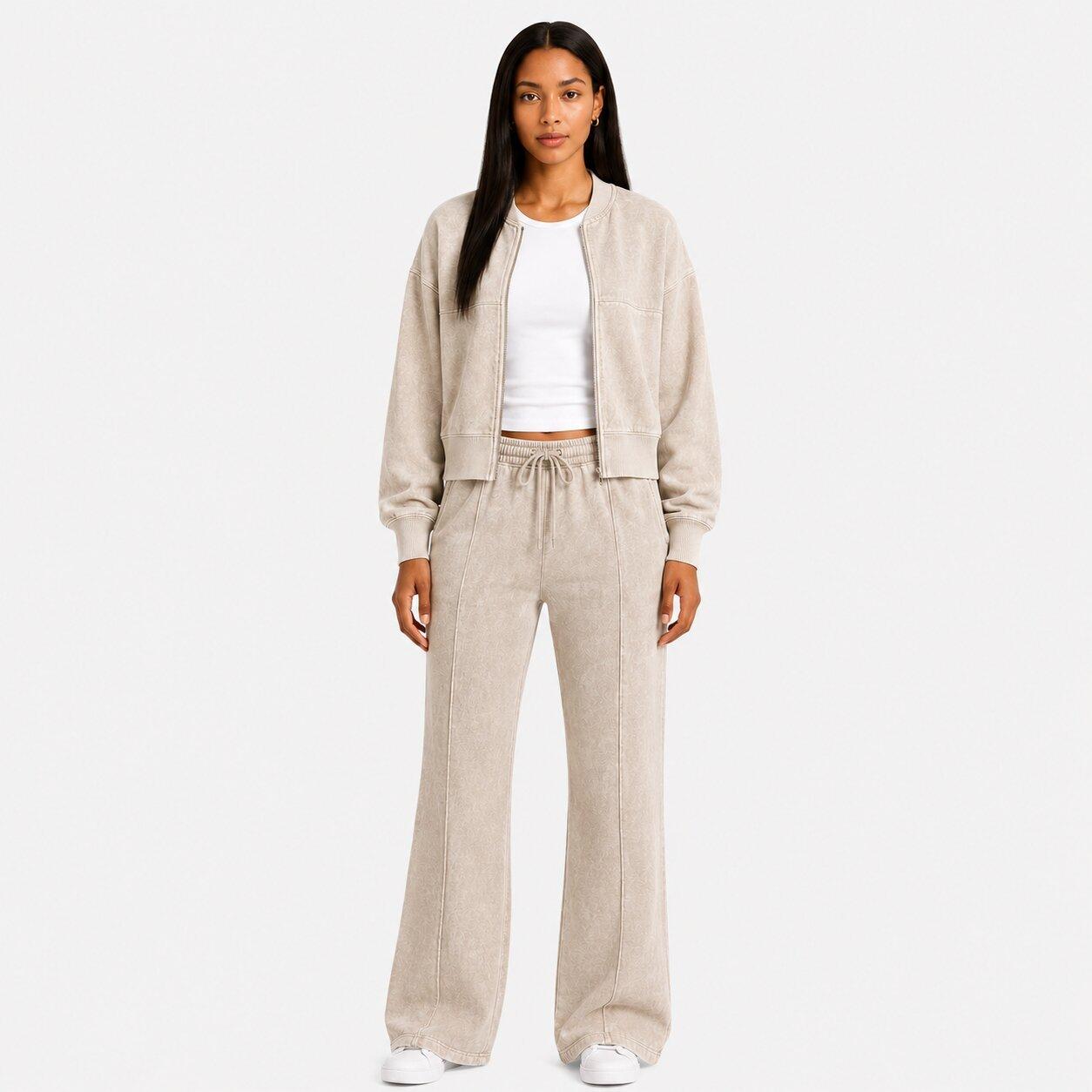 Washed Taupe - I Saw It First - Washed Pintuck Wide Leg Jogger - 2