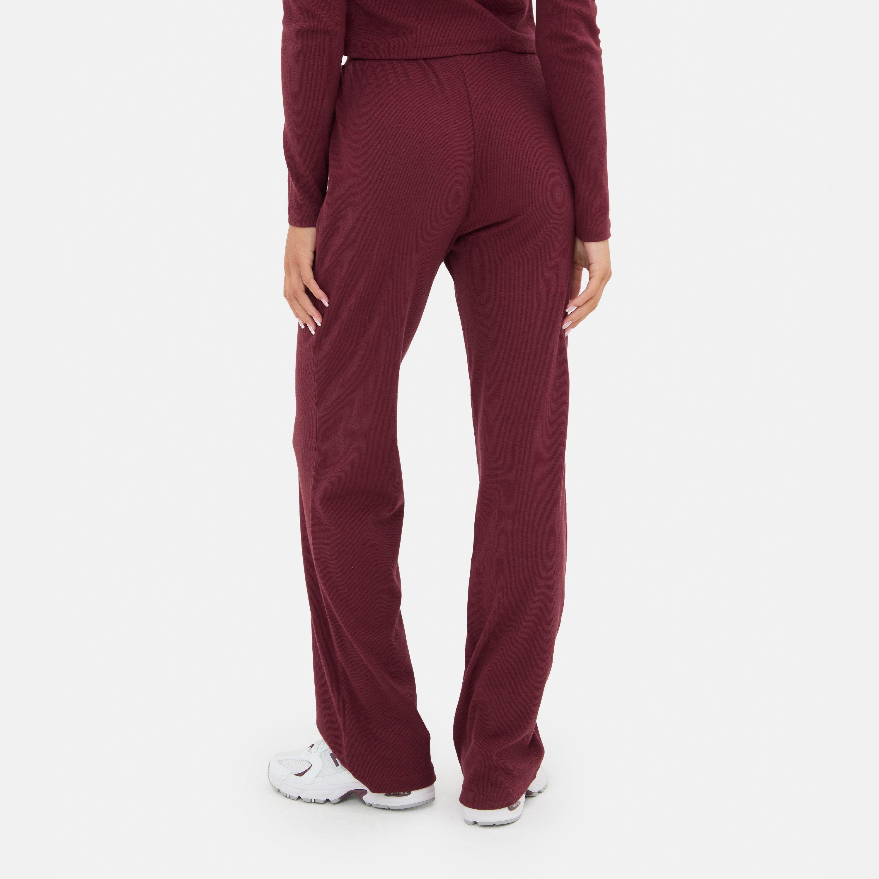 Burgundy - I Saw It First - Ribbed Wide Leg Trouser - 3