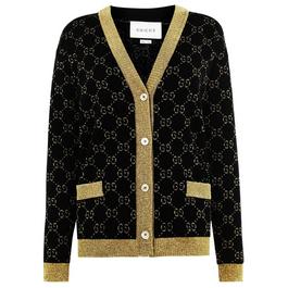 Gucci WomenS Gg Cotton Lamé Cardigan