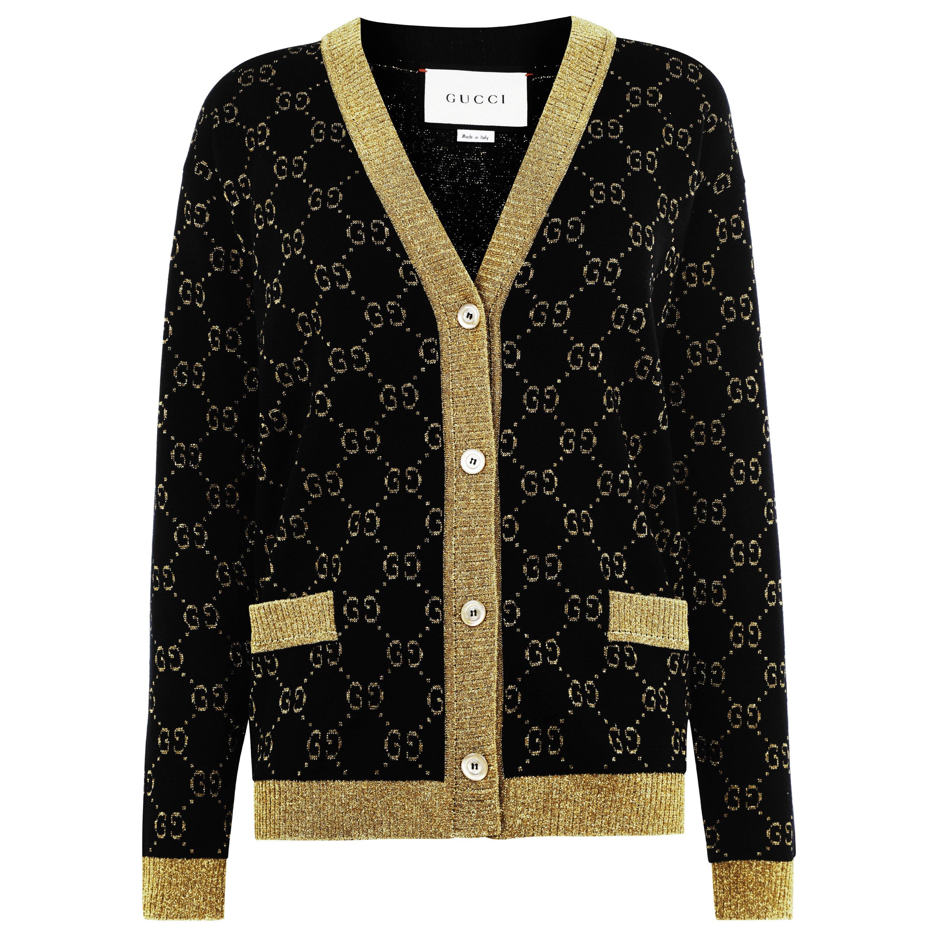 Navy/Gold 4921 - Gucci - Women's GG Cotton Lamé Cardigan - 7