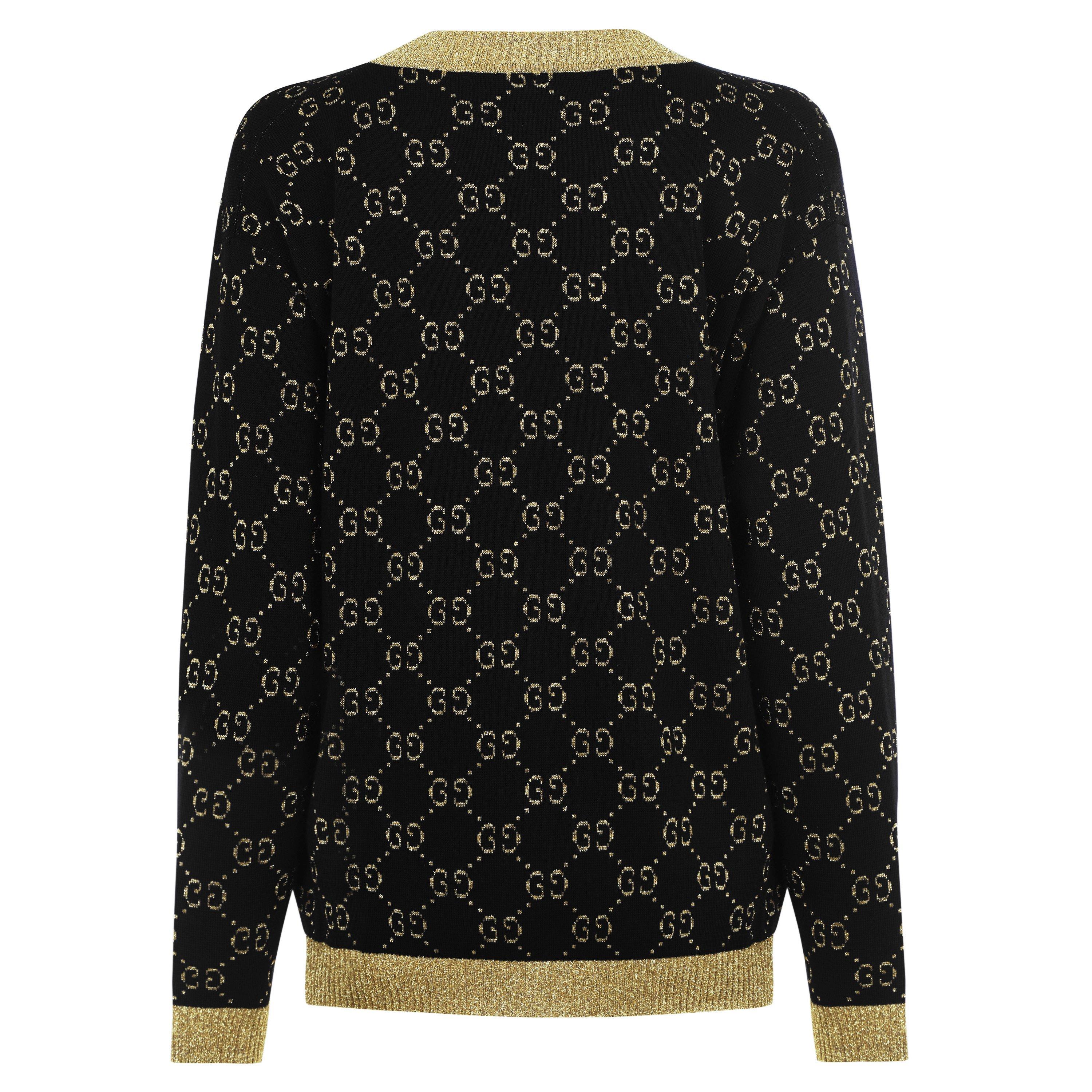 Navy/Gold 4921 - Gucci - Women's GG Cotton Lamé Cardigan - 8