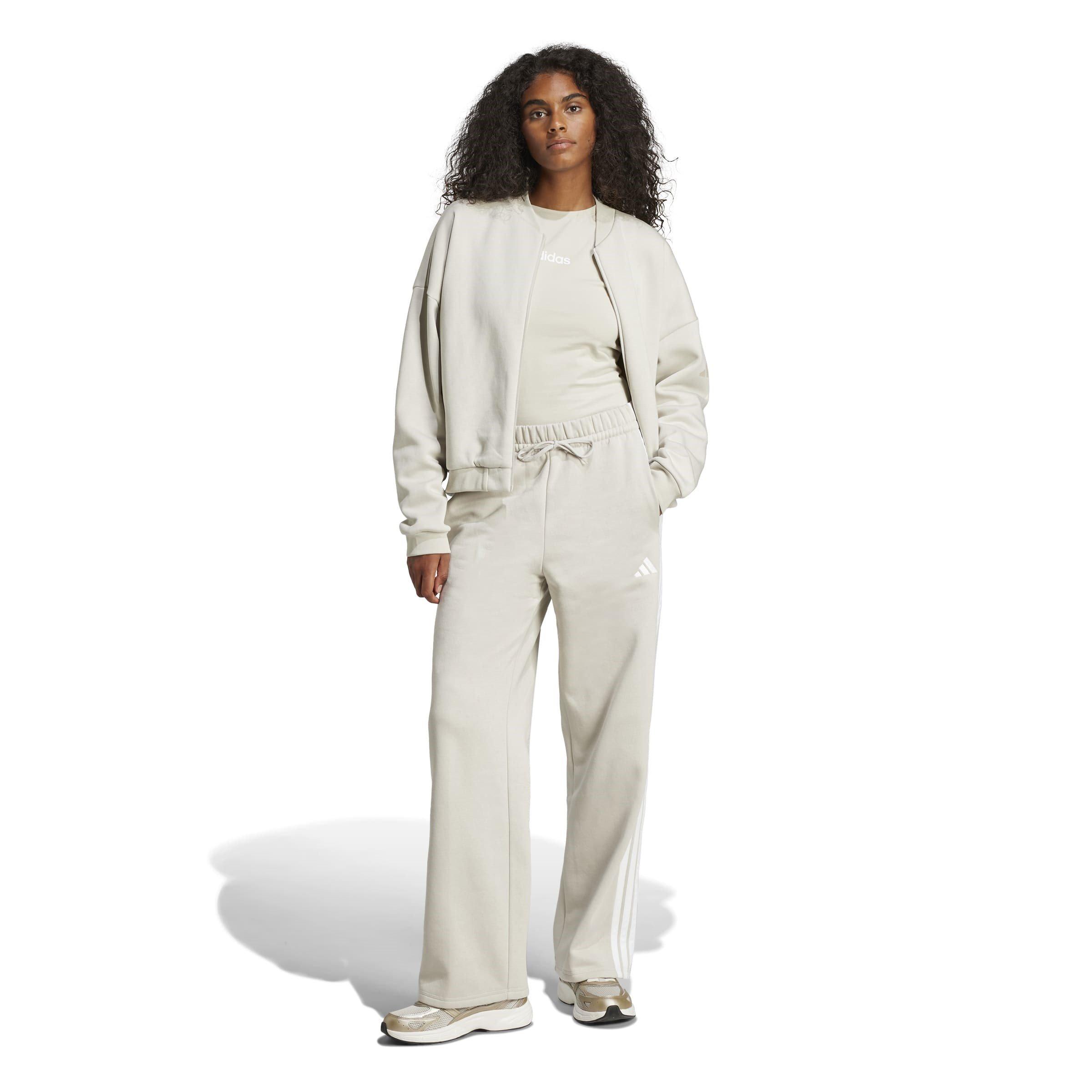 Alumina/White - adidas - Essentials 3-Stripes Open-Hem Fleece Joggers Womens - 7