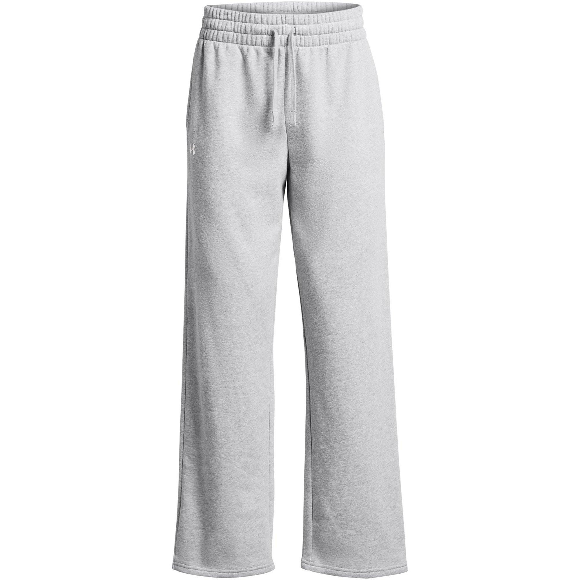 Grey/White - Under Armour - Rival Flc Straight Pant Joggers Womens - 1