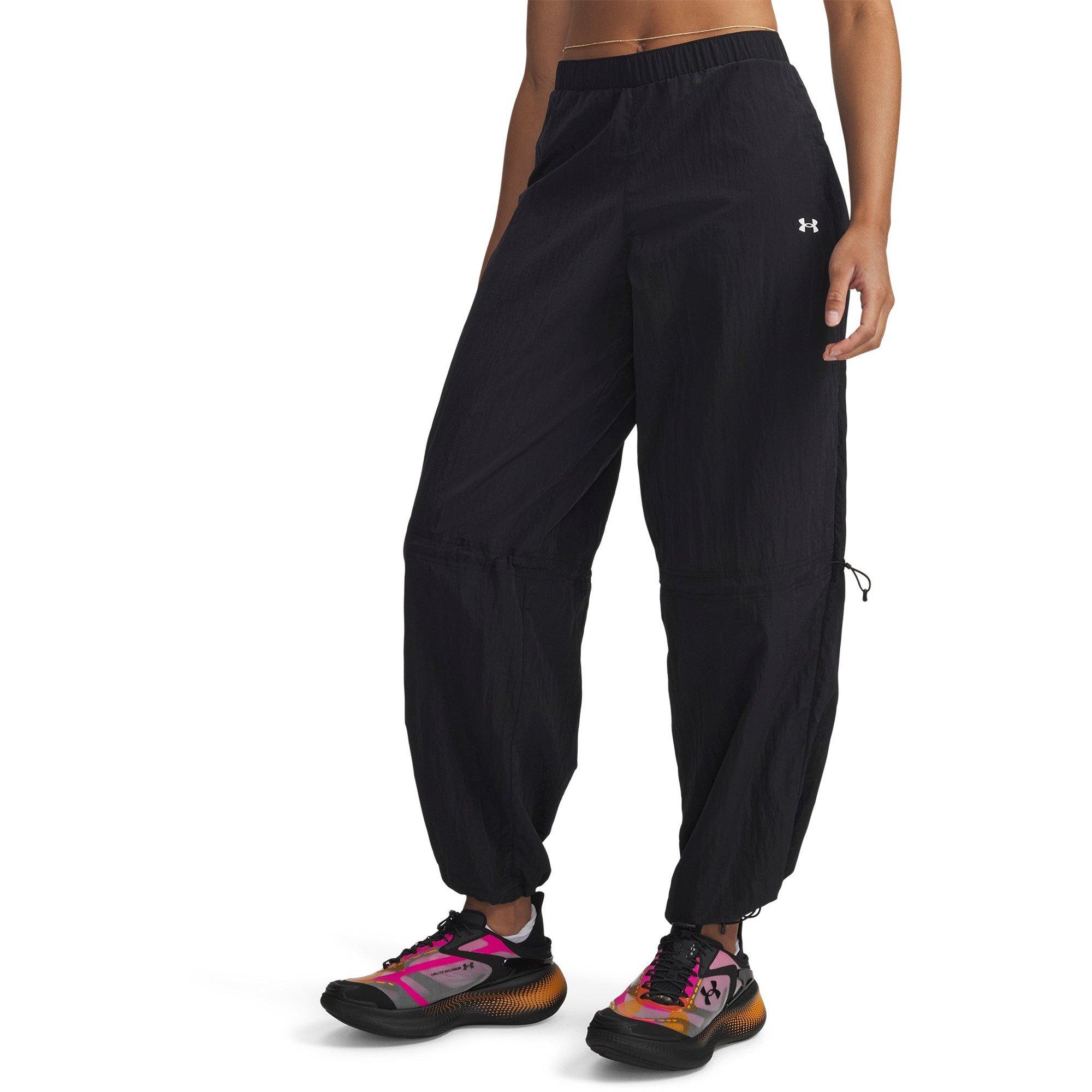 Black/White - Under Armour - Womens Rival Woven Bungee Open Hem Woven Joggers - 1