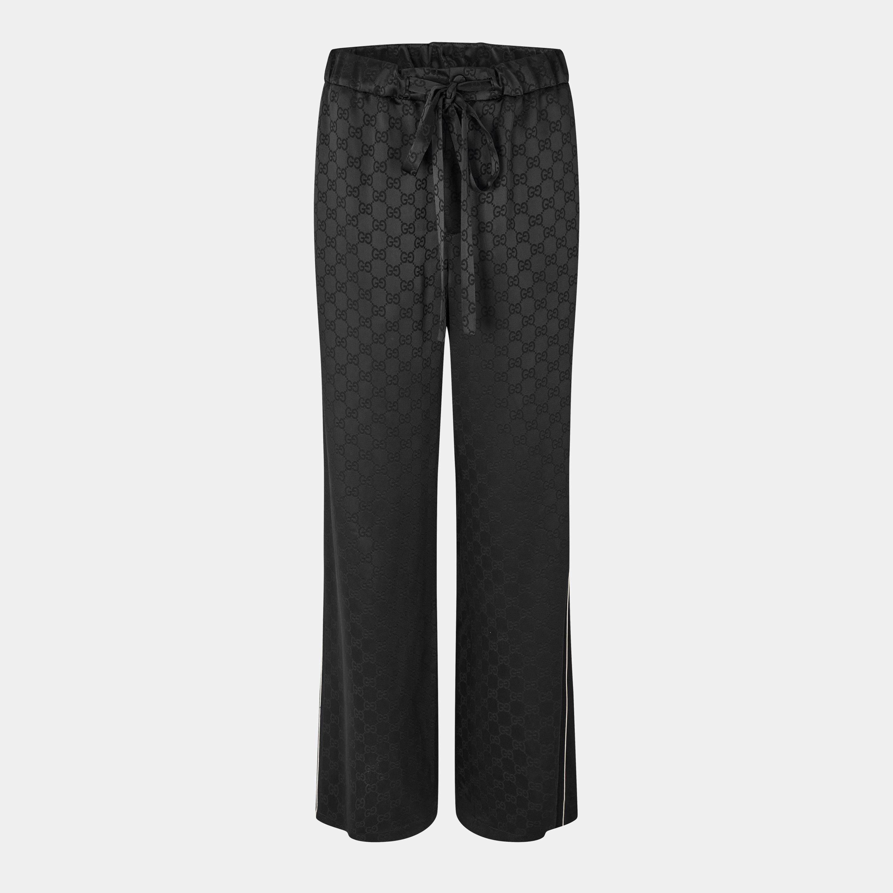 Gucci Women's Wide Leg Trousers - Black/Mix - Size 42 (UK 10)