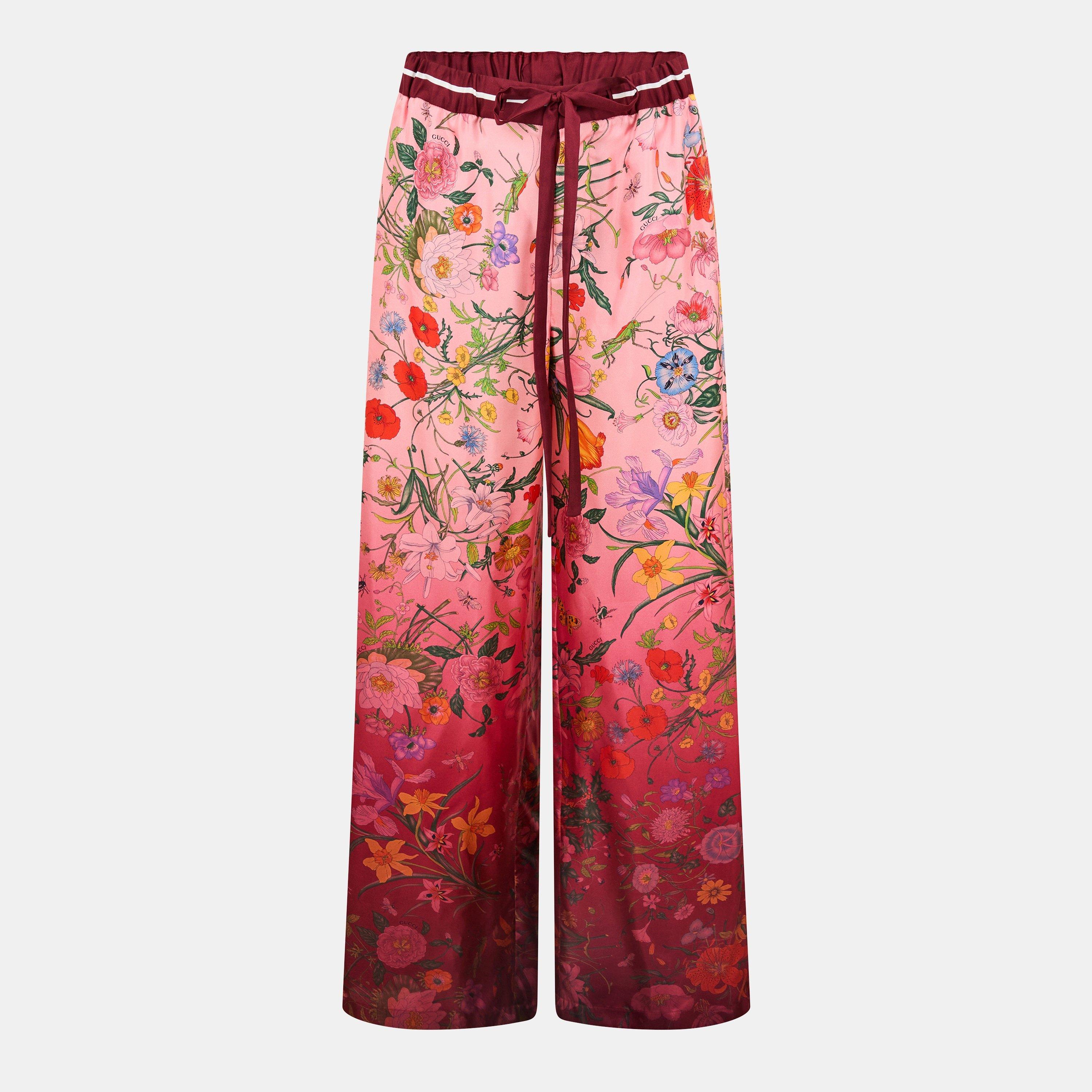 Pink/Ancora - Gucci - Women's High Waisted Wide Leg Trousers - 1
