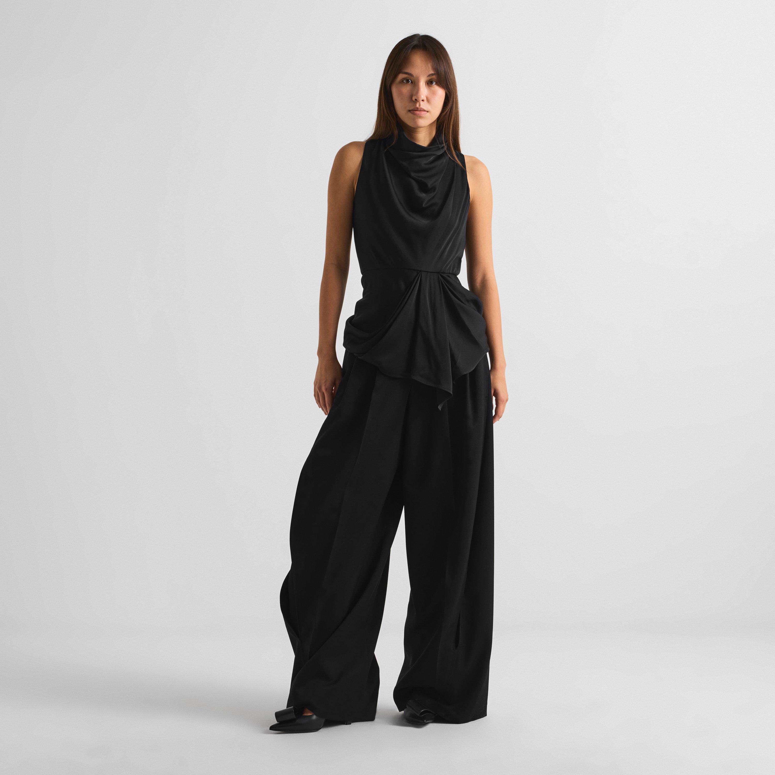 Black - GIVENCHY - Women's Balloon Wool Wide-Leg Trousers - 6