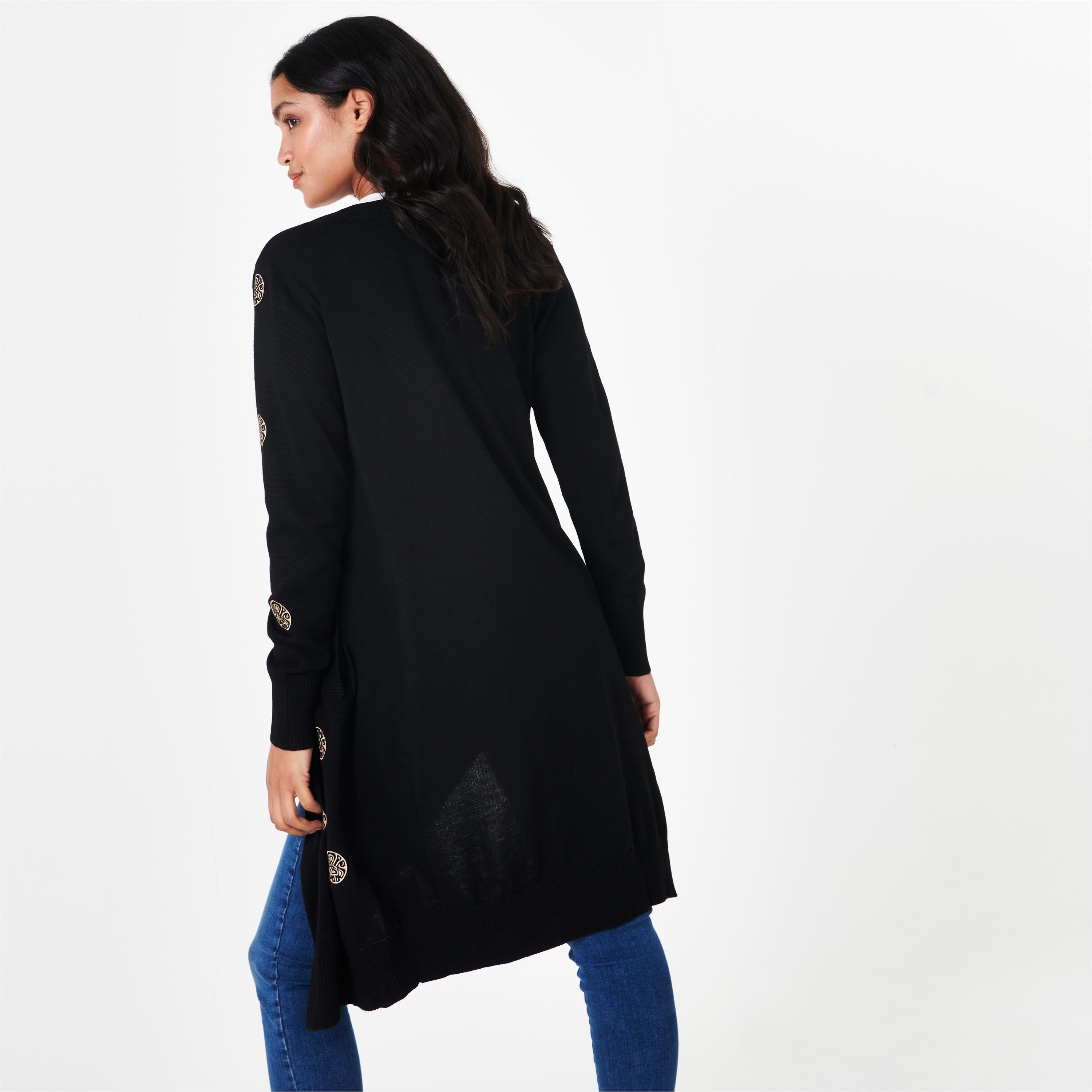 Schwarz/Gold - Biba - BIBA Logo Embroidered Cardigan - 2