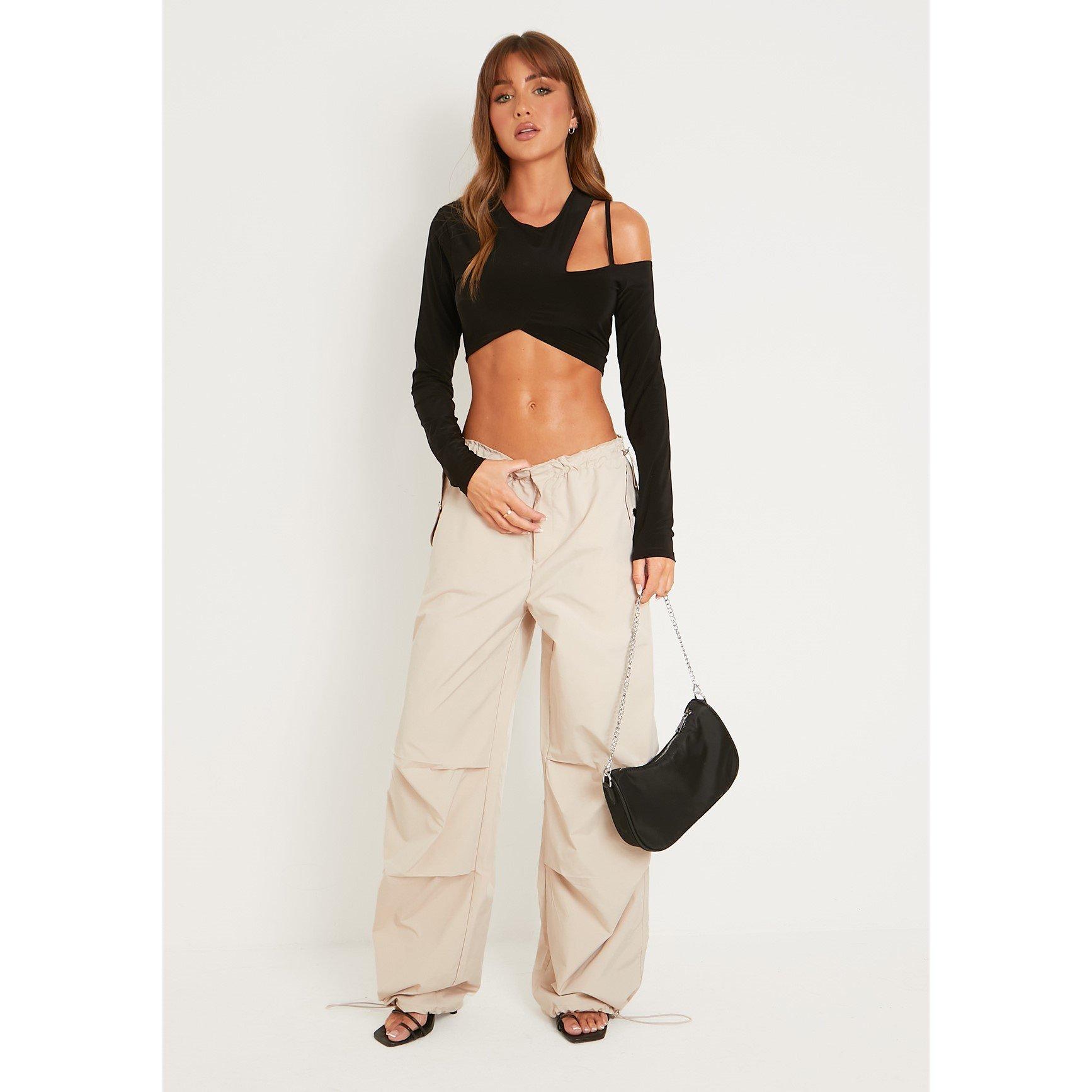 Beige - Missy Empire - Parachute Cargo Pants