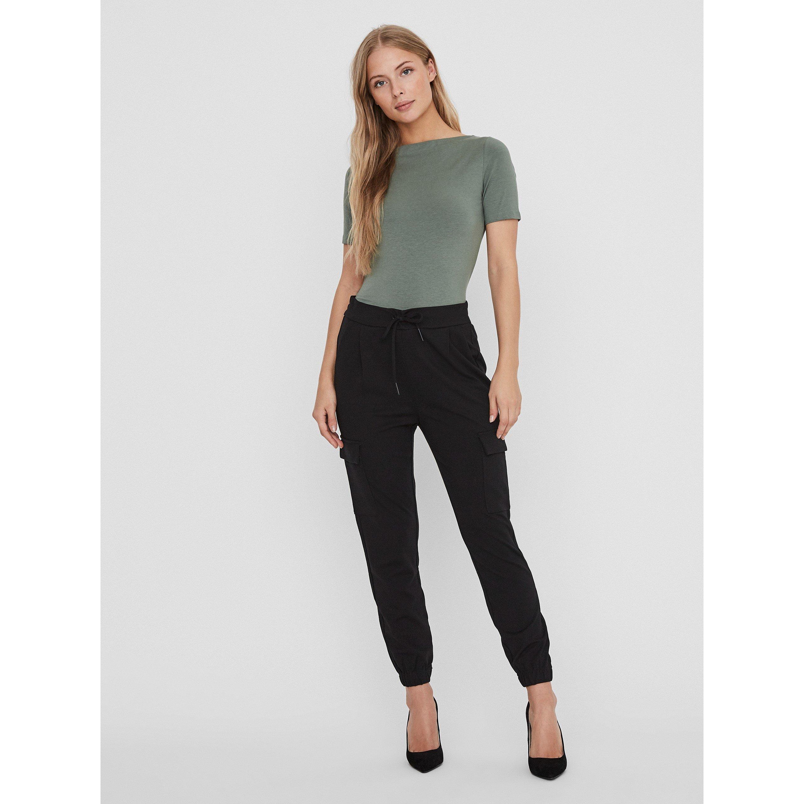 Black - Vero Moda - Women's Knitted Cargo Trousers - 2