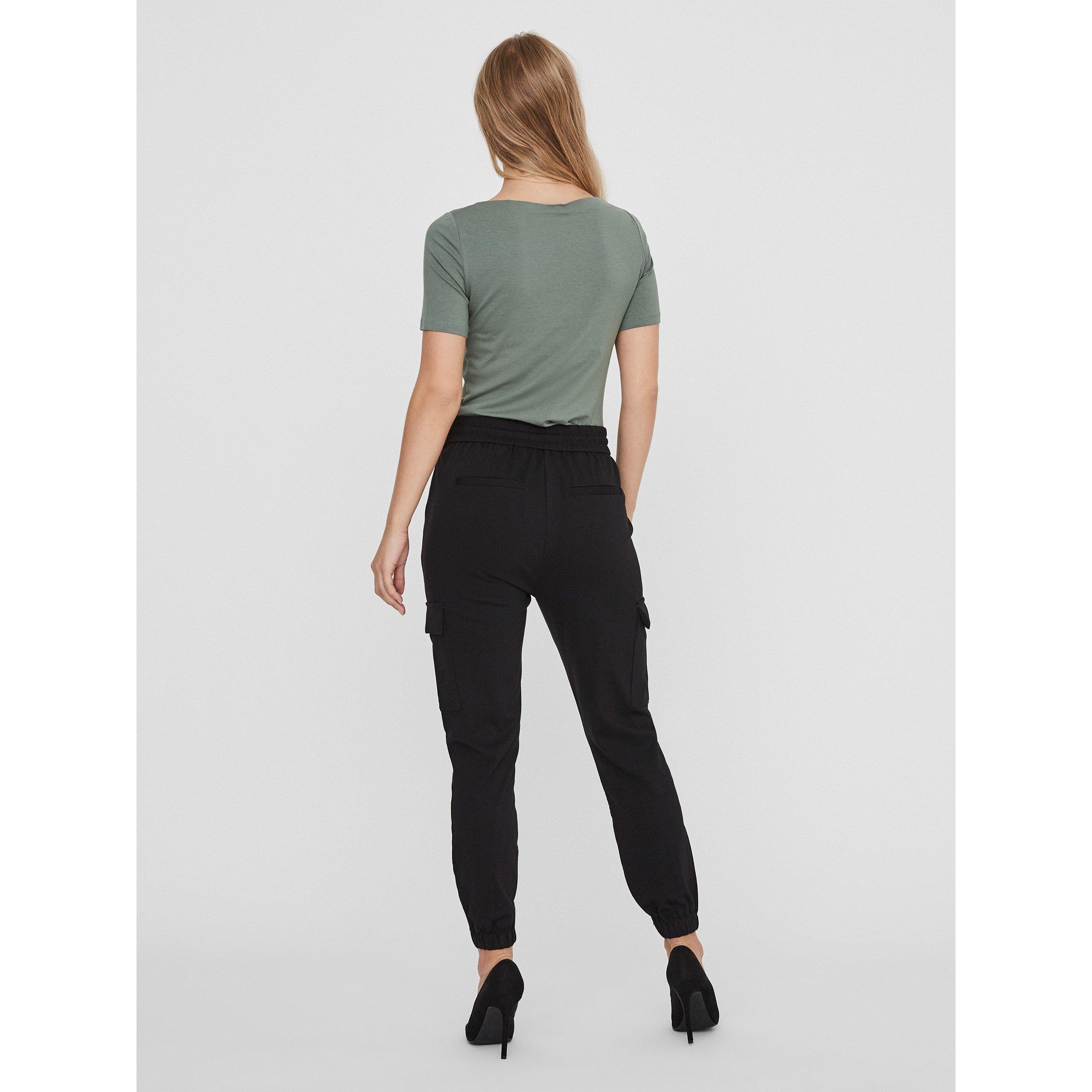 Black - Vero Moda - Women's Knitted Cargo Trousers - 3