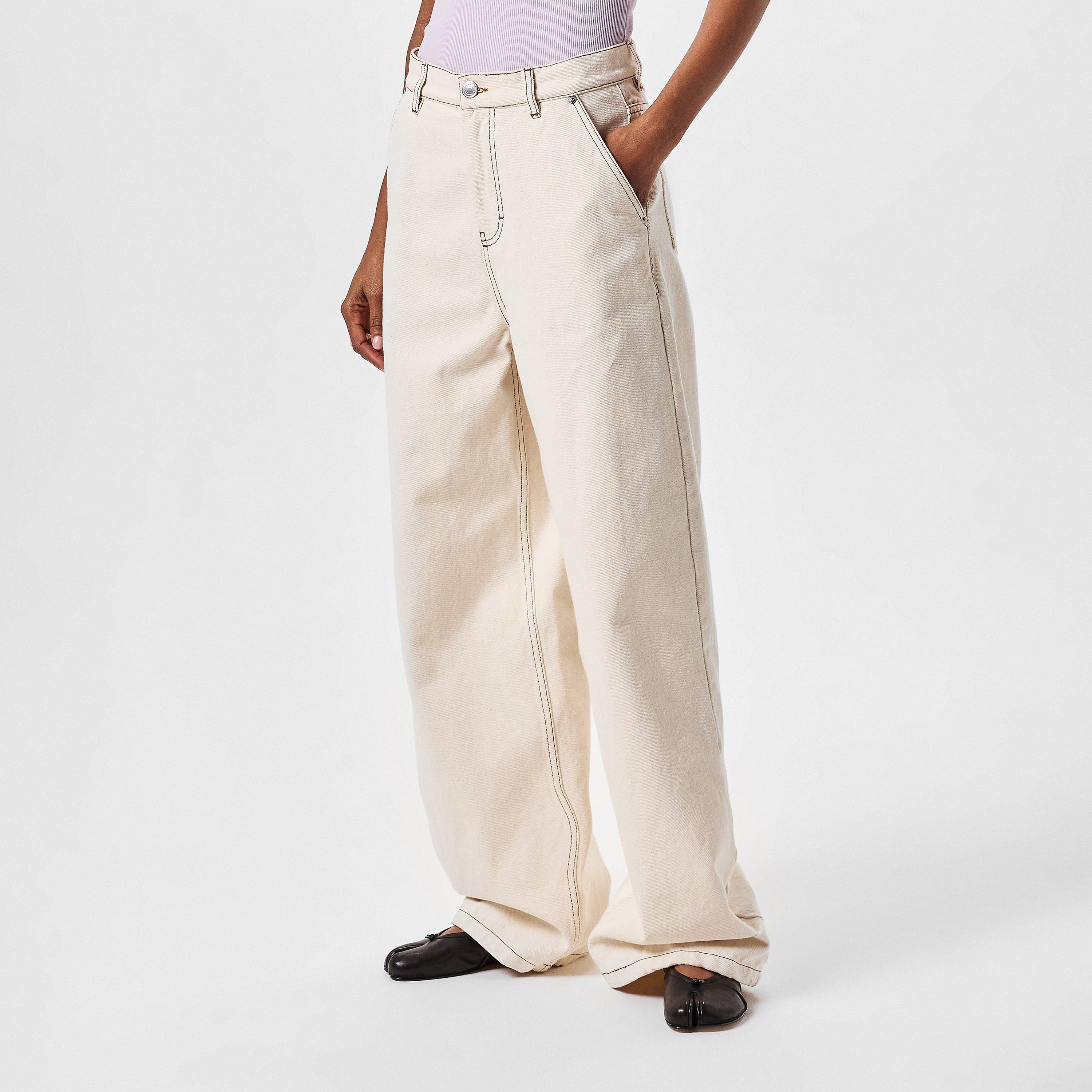 White Cream - Ami Paris - Women's Wide Leg Trousers - 3