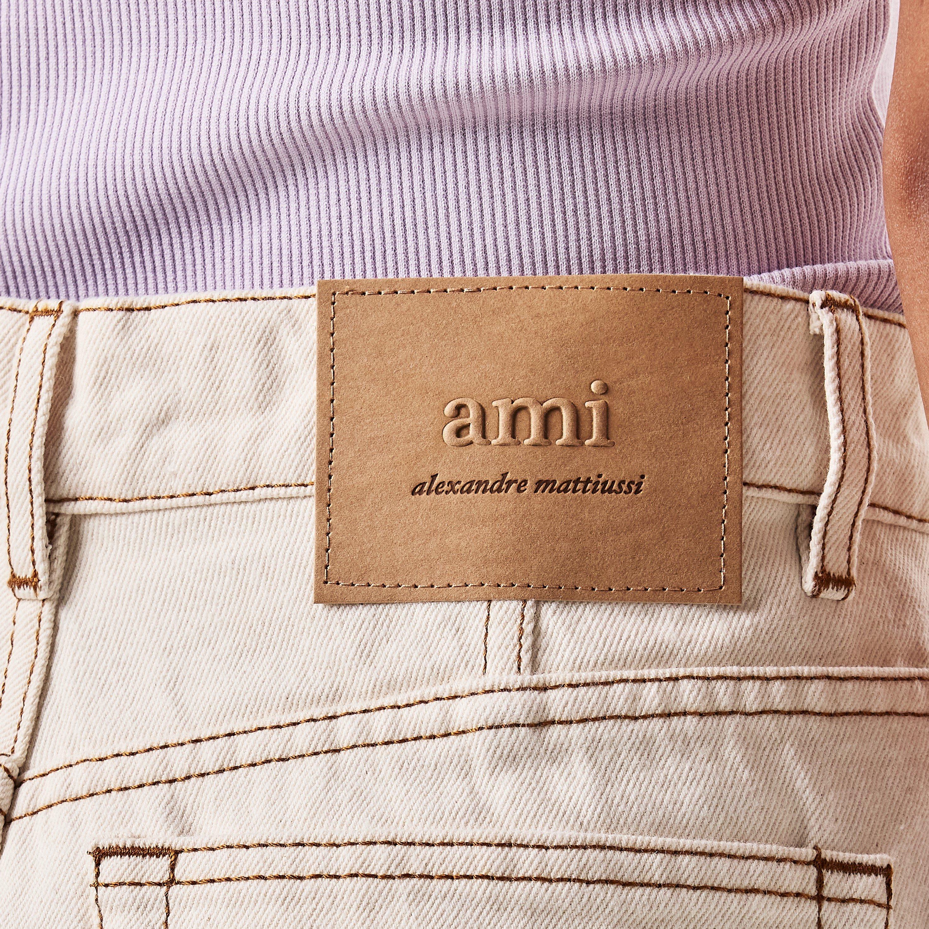 White Cream - Ami Paris - Women's Wide Leg Trousers - 5