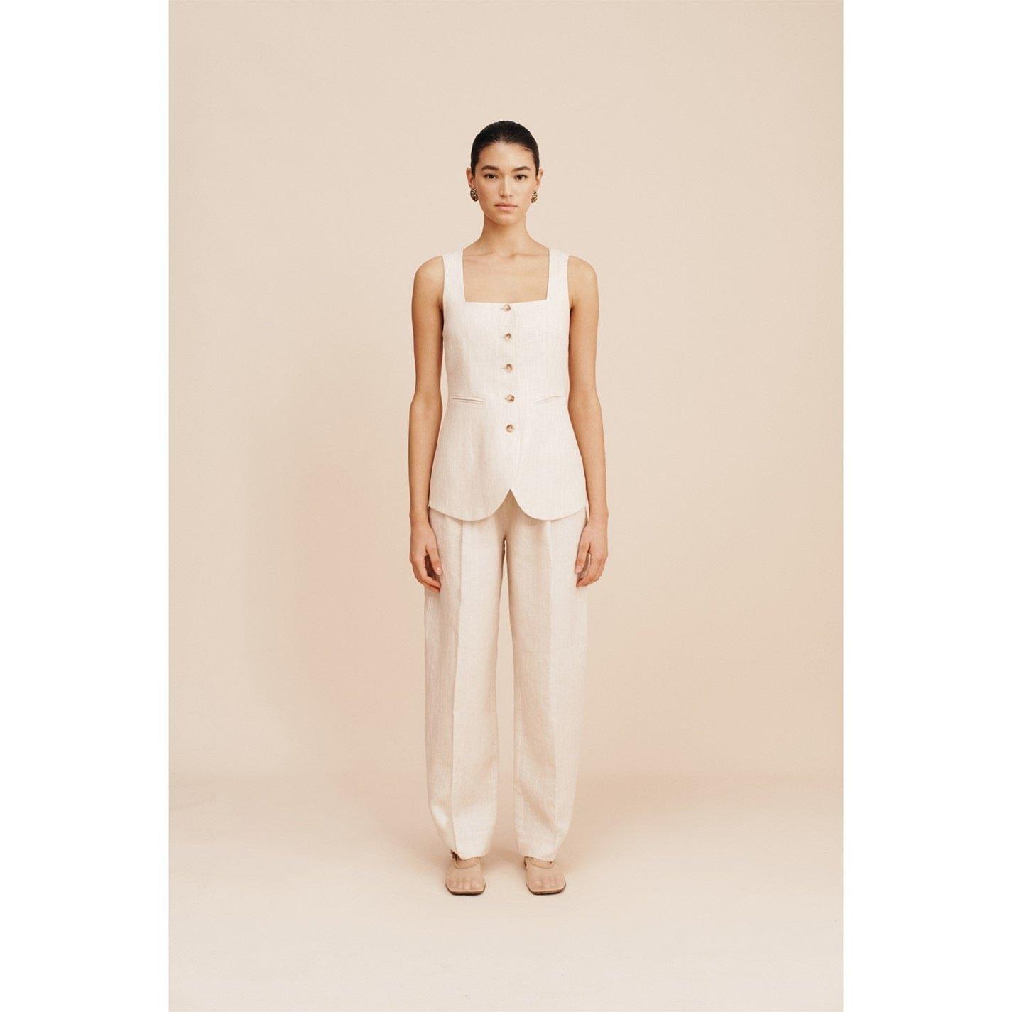 Posse Women's Lucille High-Rise Wide Leg Trousers - Pinstripe - MEDIUM
