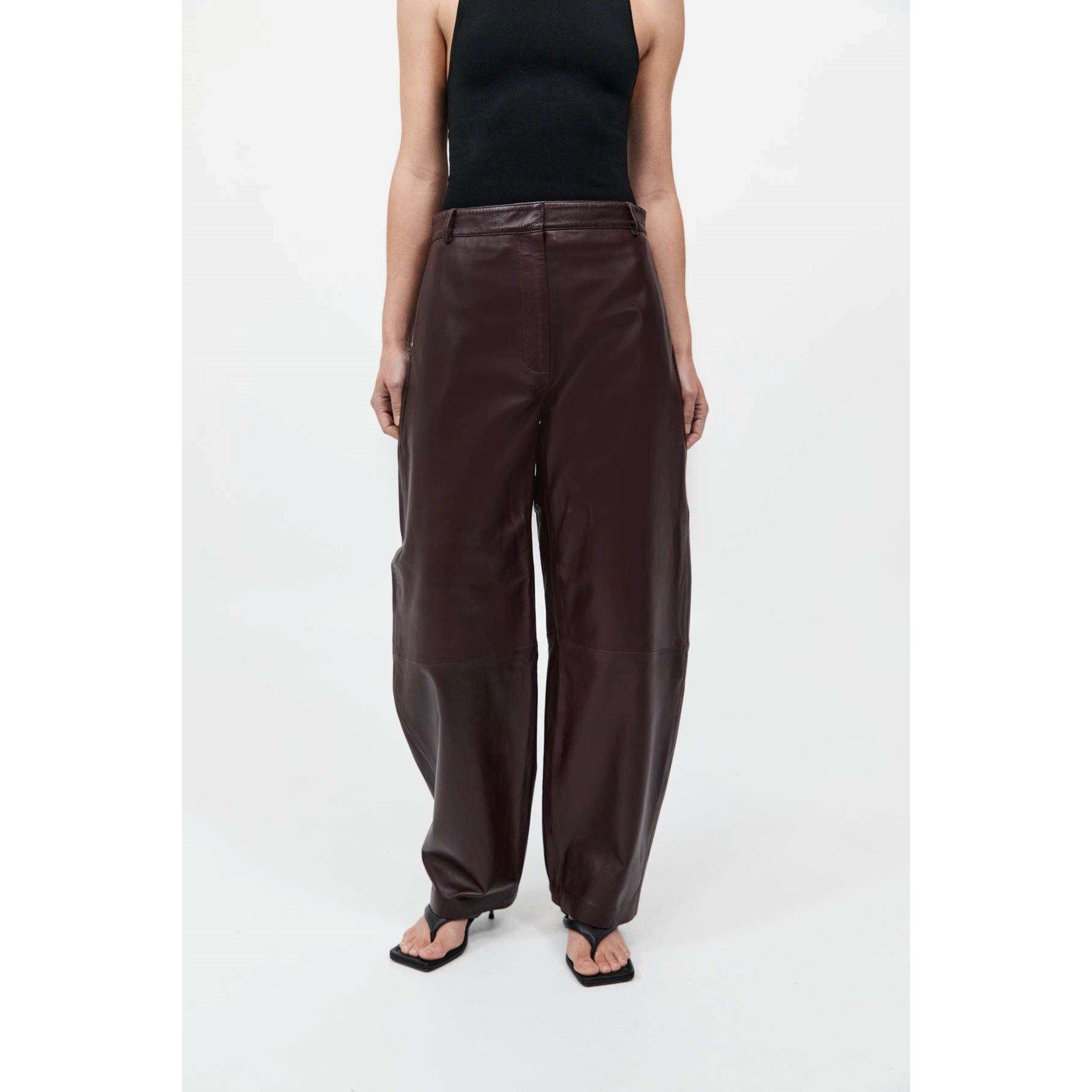 Bordeaux - St. Agni - Women's Leather Wide Leg Trousers - 3