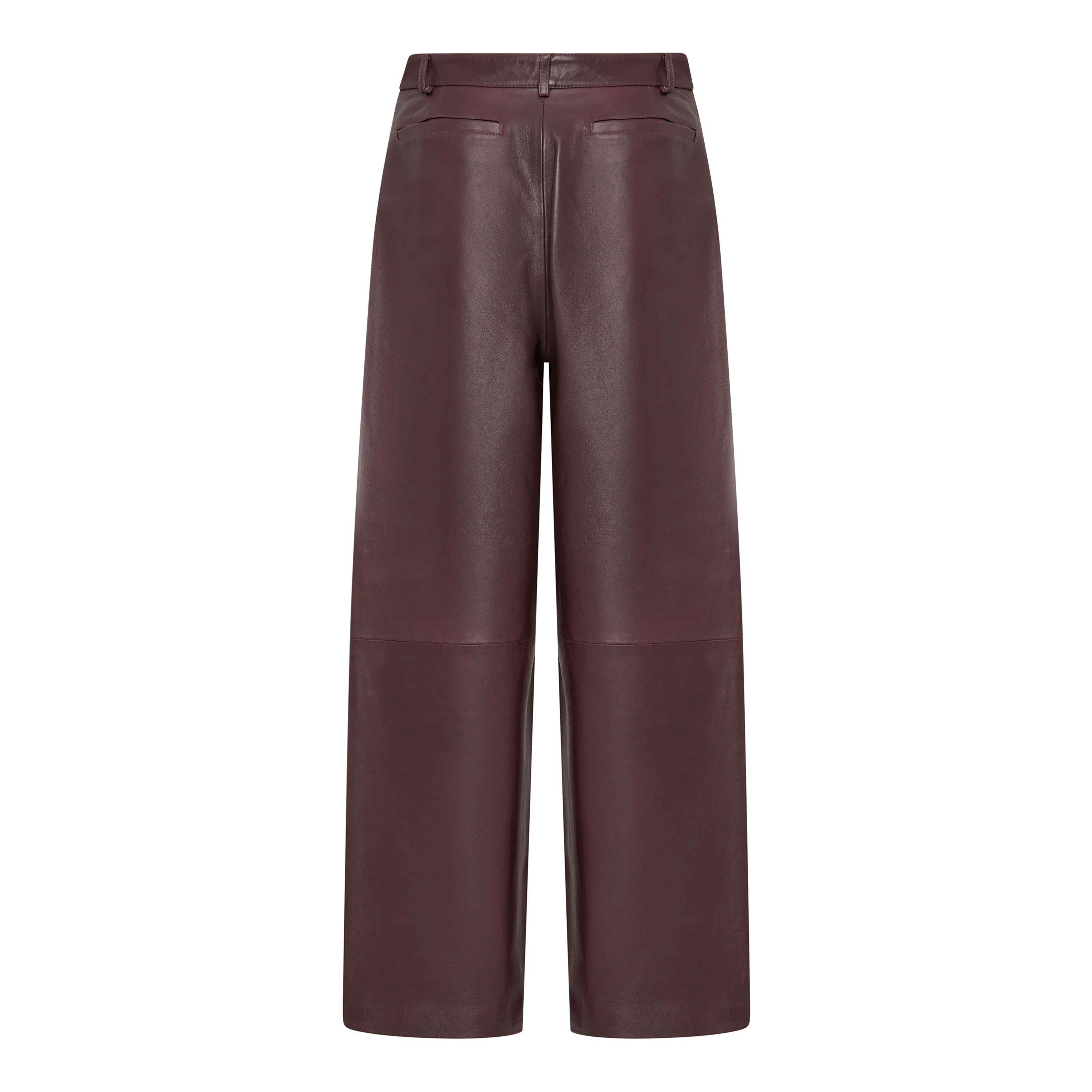 Bordeaux - St. Agni - Women's Leather Wide Leg Trousers - 6
