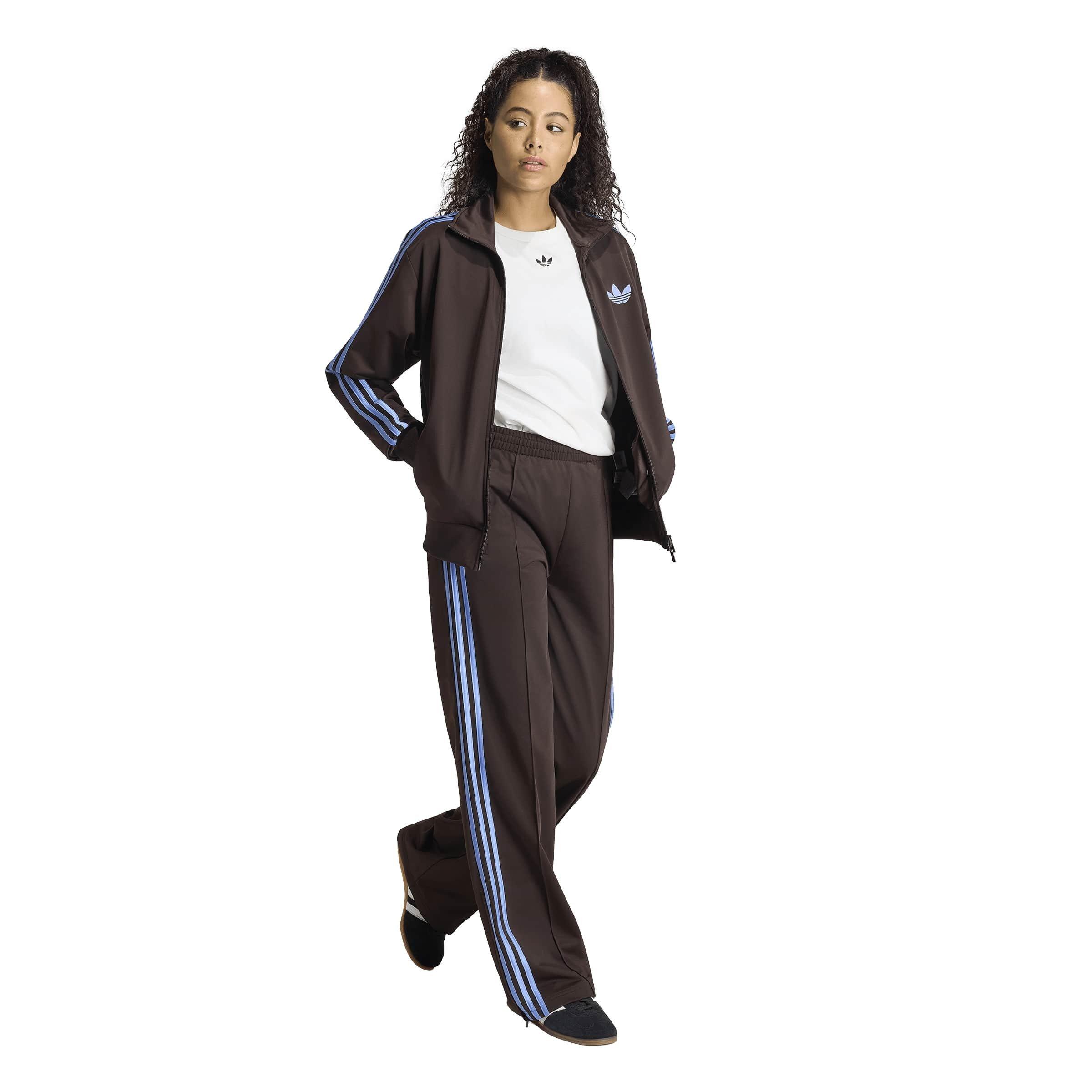 Coffee/Blue - adidas Originals - Women's Firebird Open Hem Woven Joggers - 6